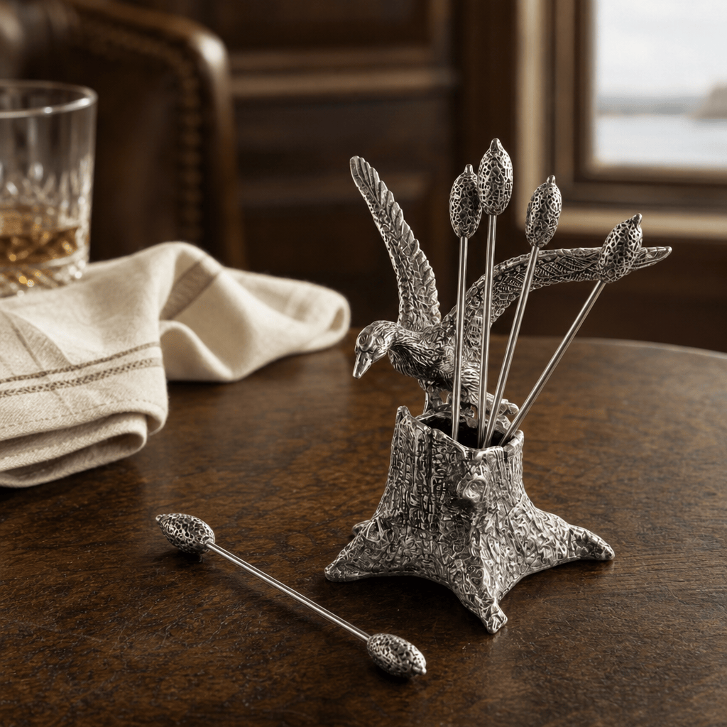 Pewter Mallard Duck Cheese Pick Set
