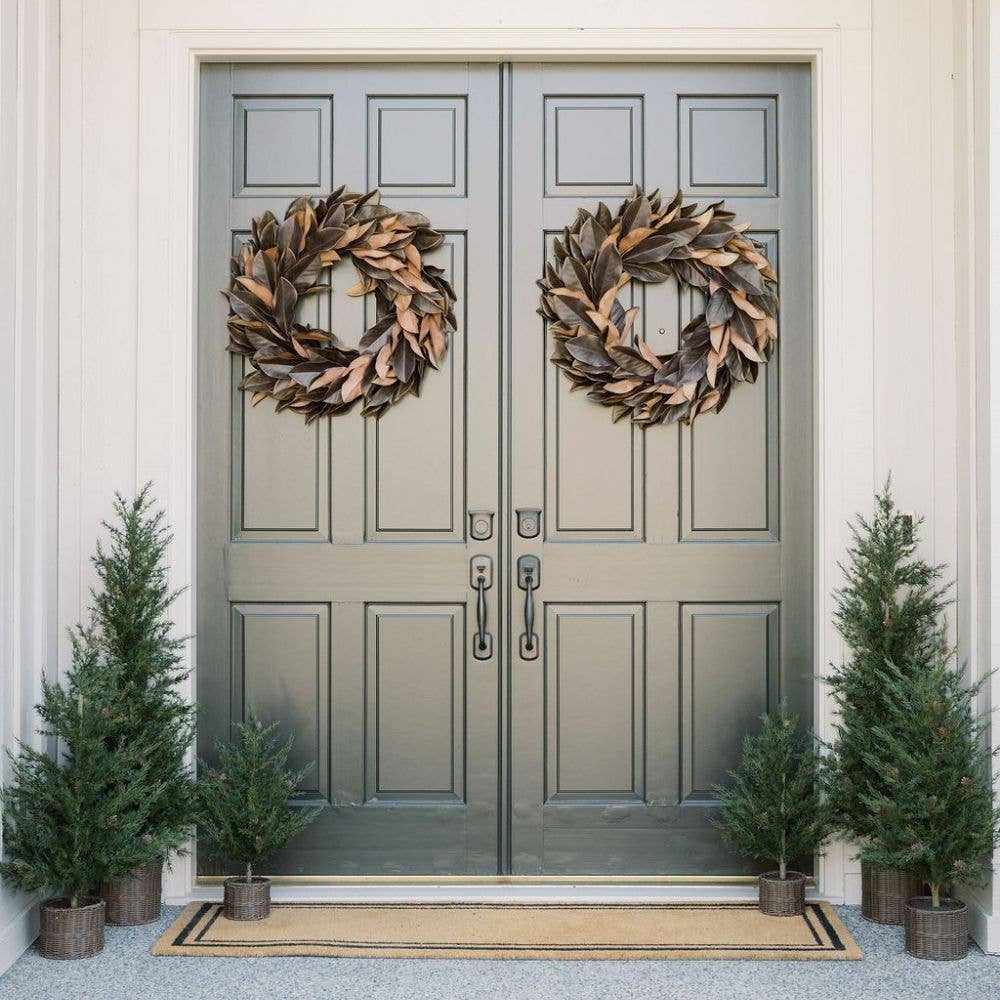 Holiday Faux Pine Tree Set of 2, Basket, 2 ft