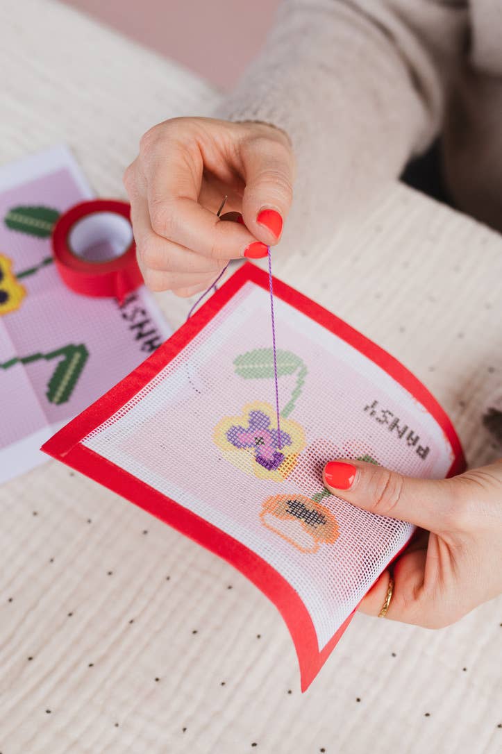 Pansy Needlepoint Kit - Beginner Craft Kit