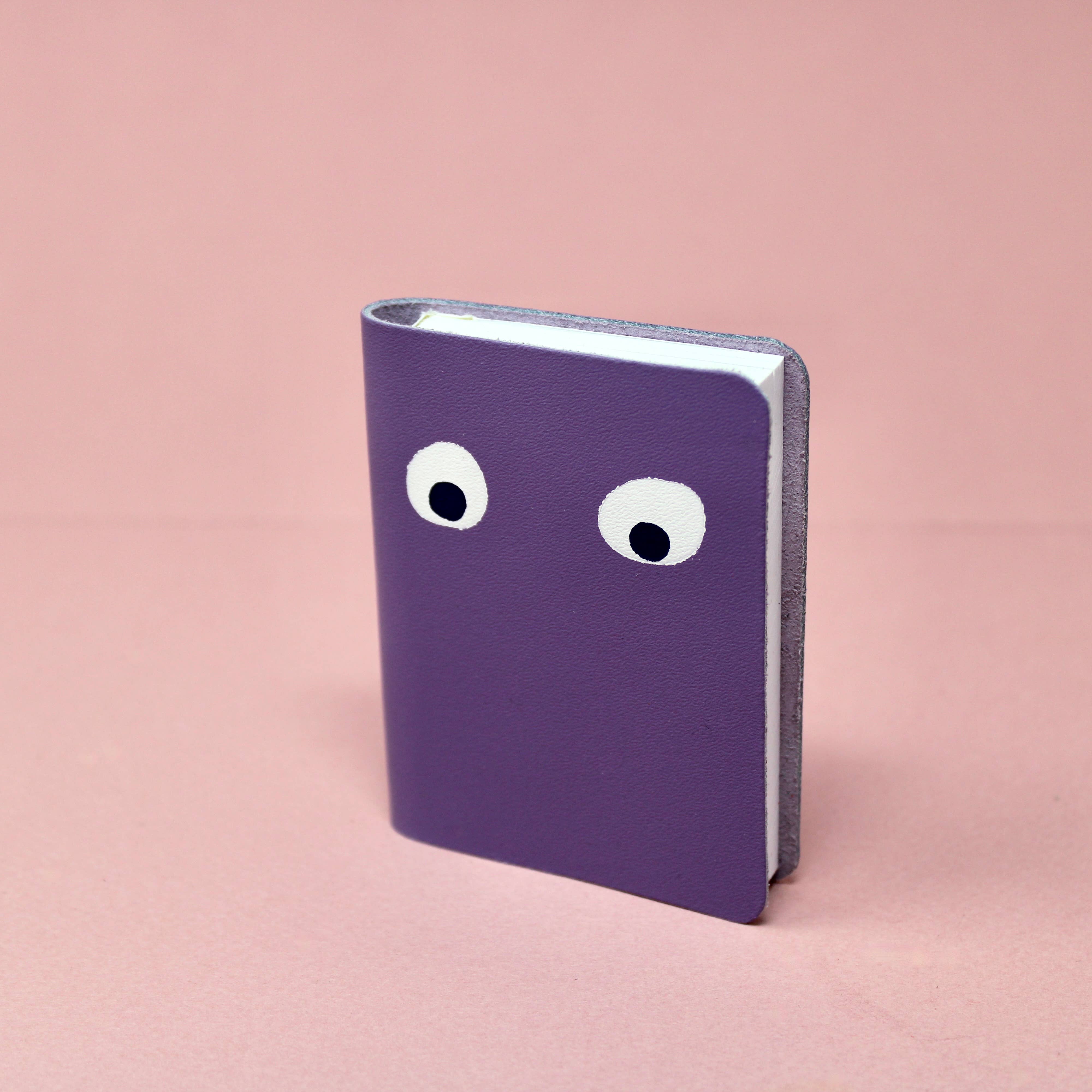 Googly Eye Mini Leather Notebook: Apple Green