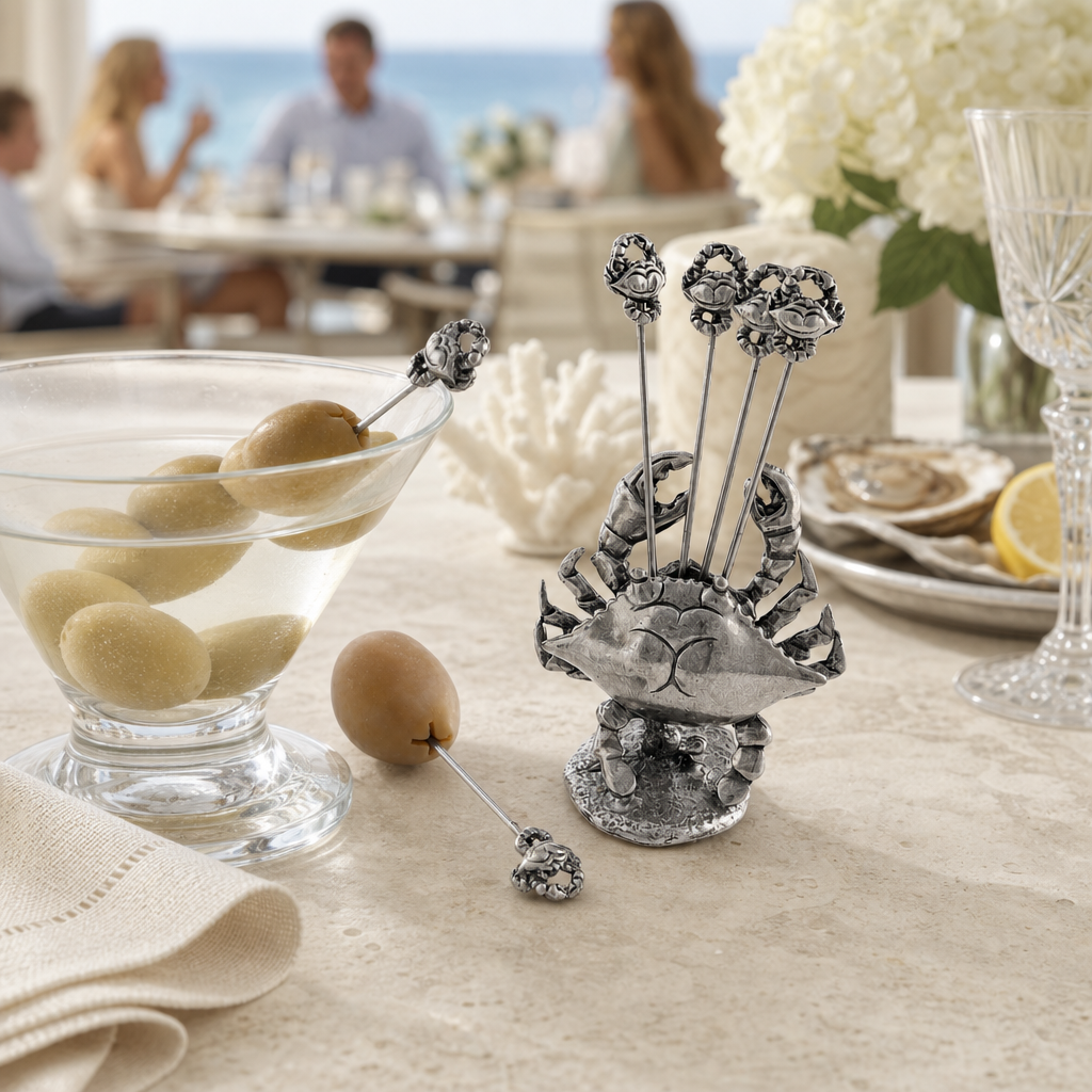 Pewter Blue Crab Cheese Pick Set