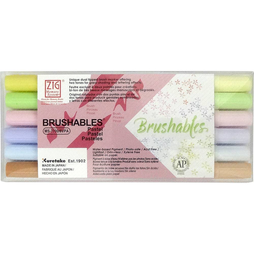 ZIG Memory System Brushables Marker Set s: 6 Color Set- Bright