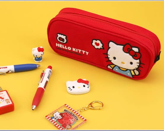 Hello Kitty Cotton Applique Pencil Case Multi Pouch