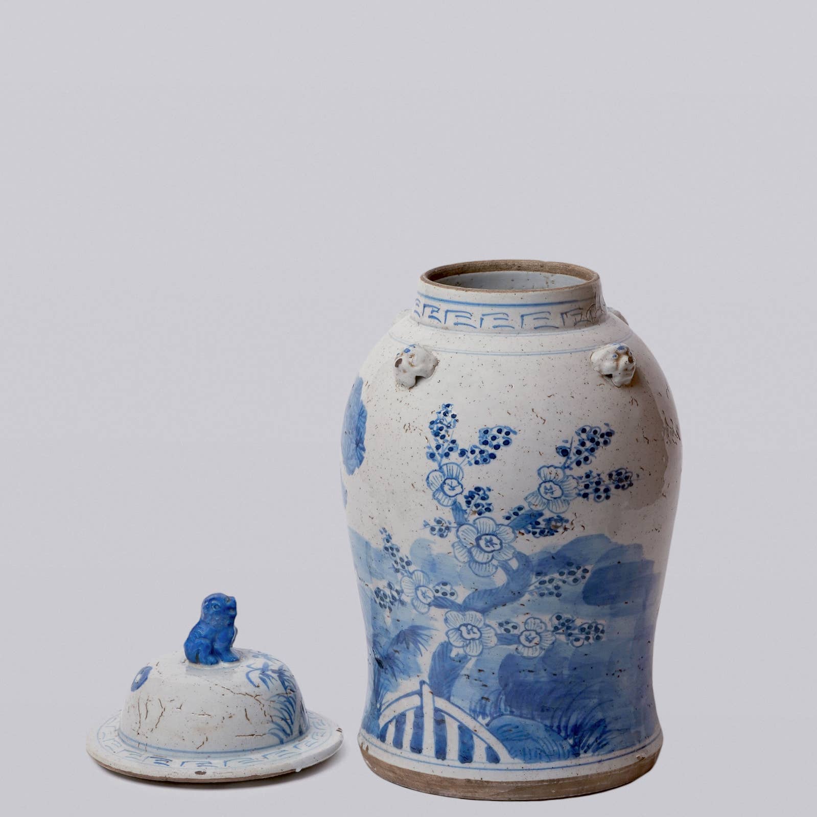 Blue and White Three Friends Porcelain Temple Jar