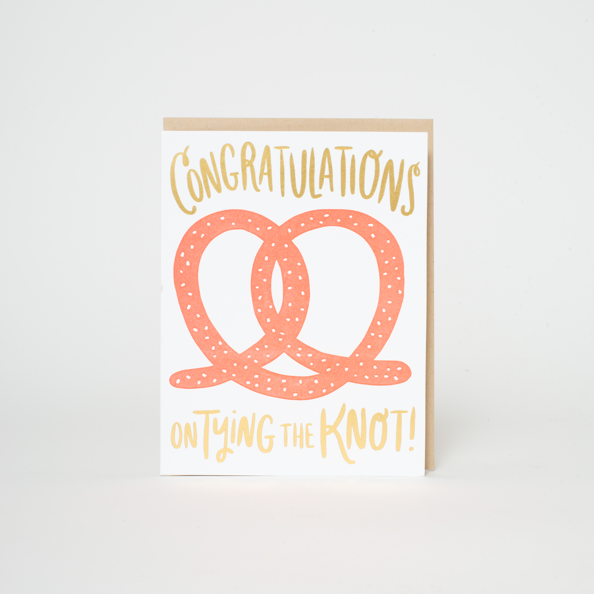 Punny Wedding Pretzel Letterpress Greeting Card by Hello!Lucky: Plastic sleeve