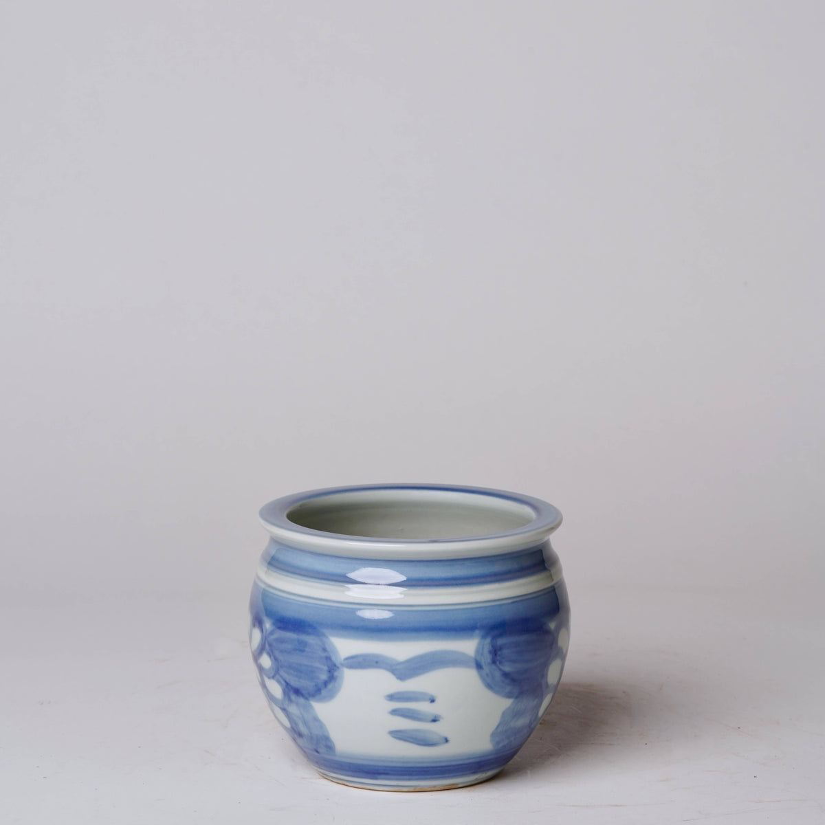 Hand Painted Floral Blue and White Porcelain Small Pot - POS