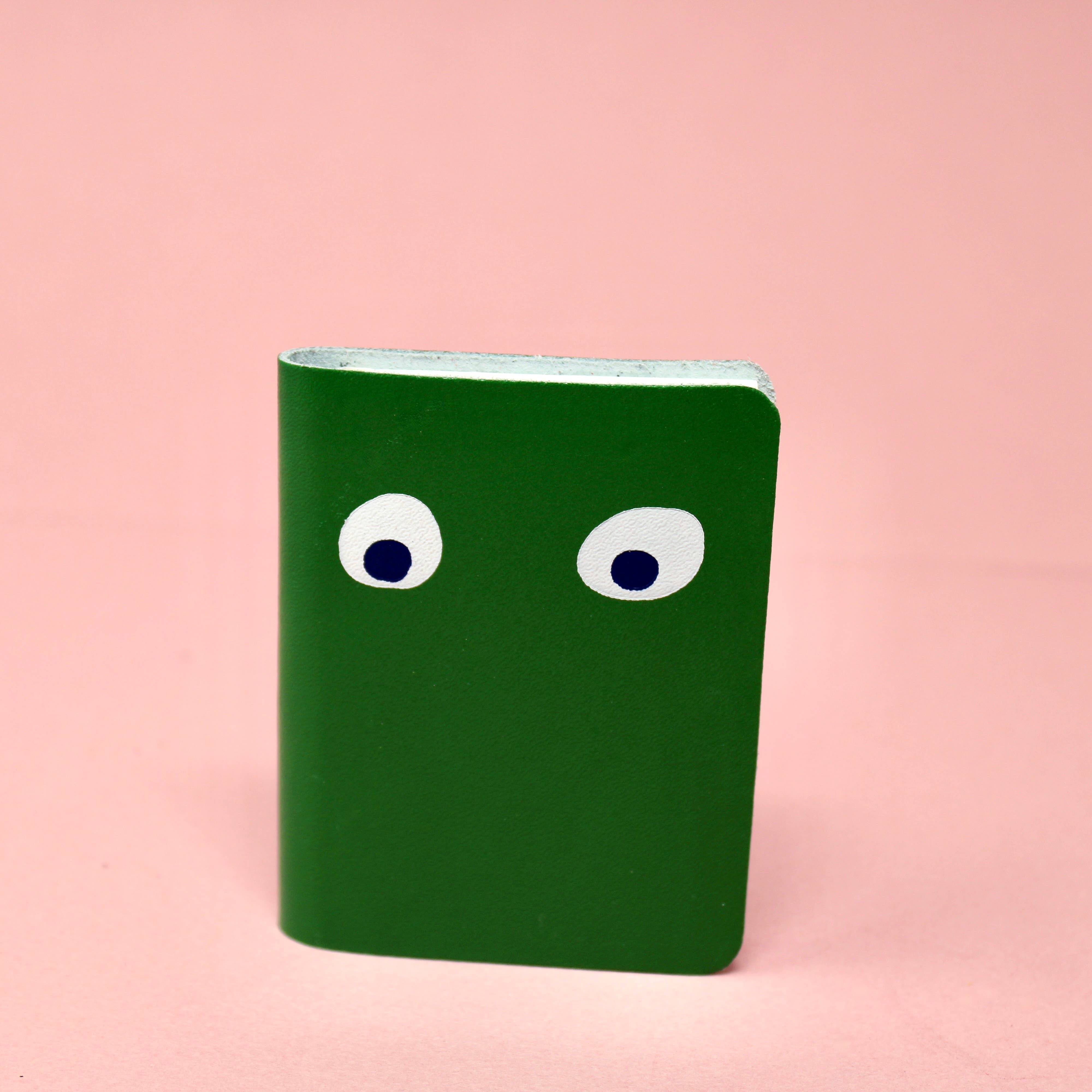 Googly Eye Mini Leather Notebook: Apple Green