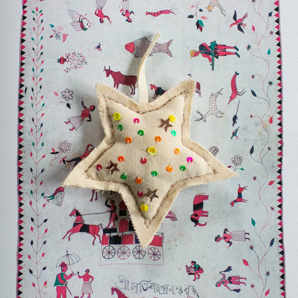 Neon Confetti Star, Cotton-filled Ornament