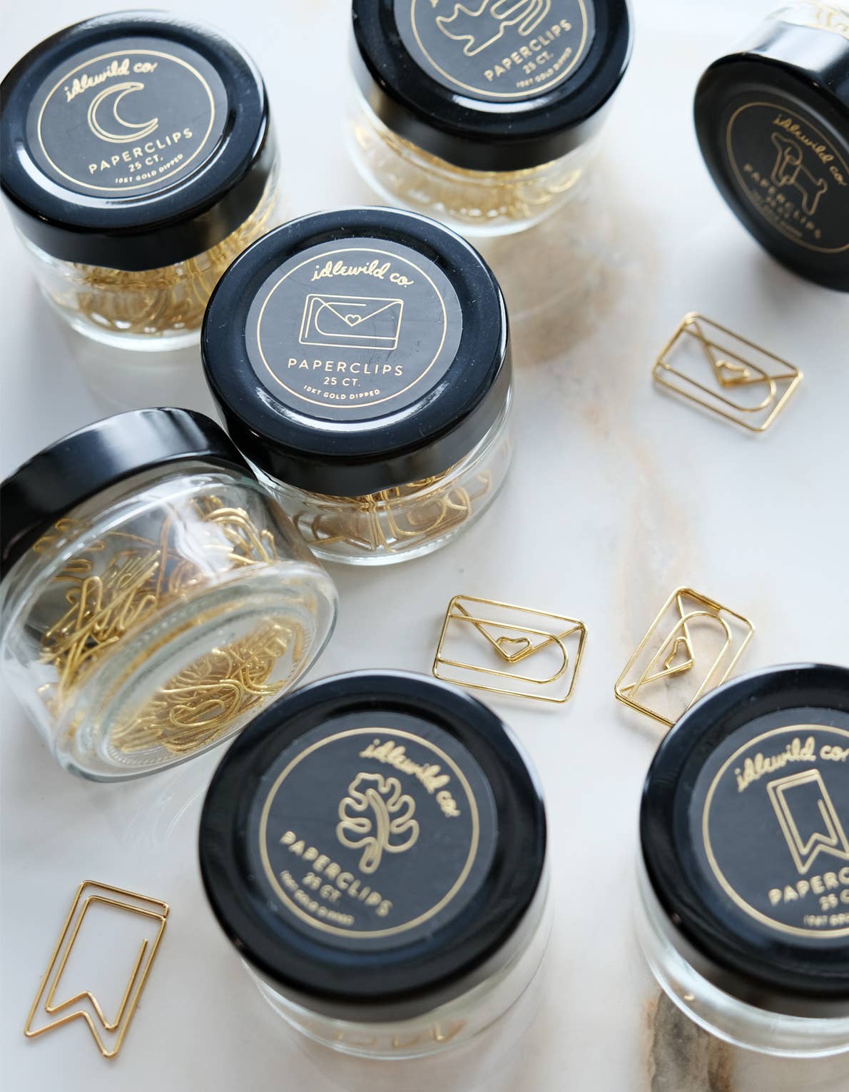 Gold Plated Paper Clips (Jar of 25) | Flag