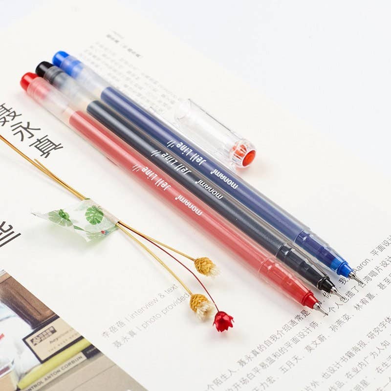 Monami New Jell Line Gel Ink  Pen, Black/Blue/Red Ink. 4mm: Black