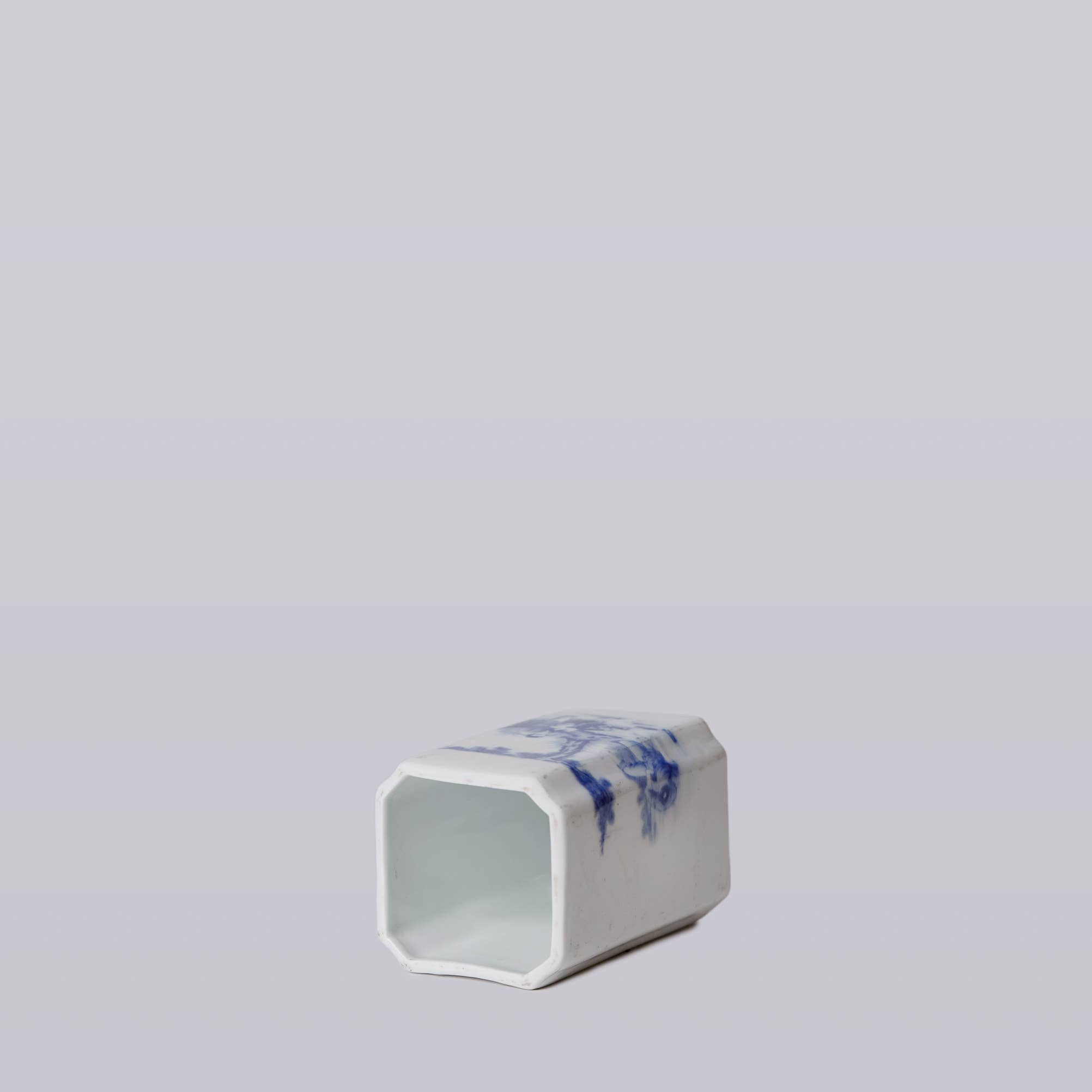 1920s Blue and White Porcelain Tiger Square Vase