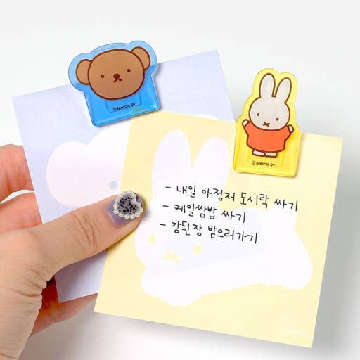 PINK Miffy illust Memo Note Pad with Characters Clip Set