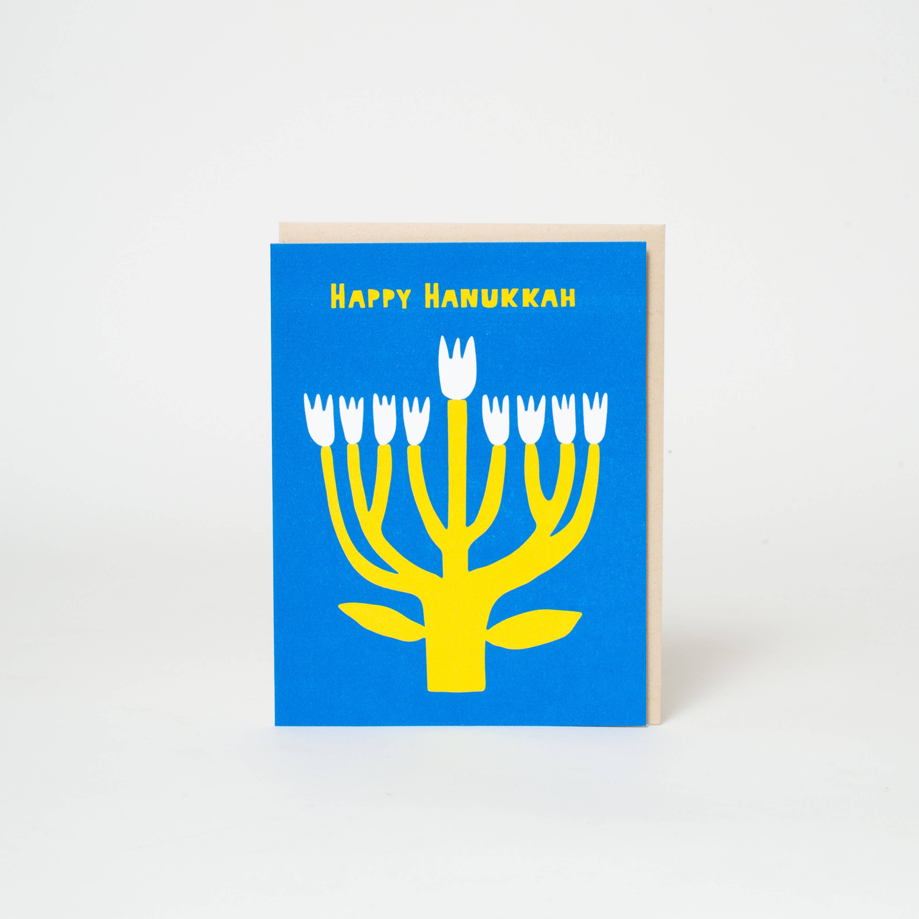 Hanukkah Flower Menorah Greeting Card by Suzy Ultman: Plastic sleeve