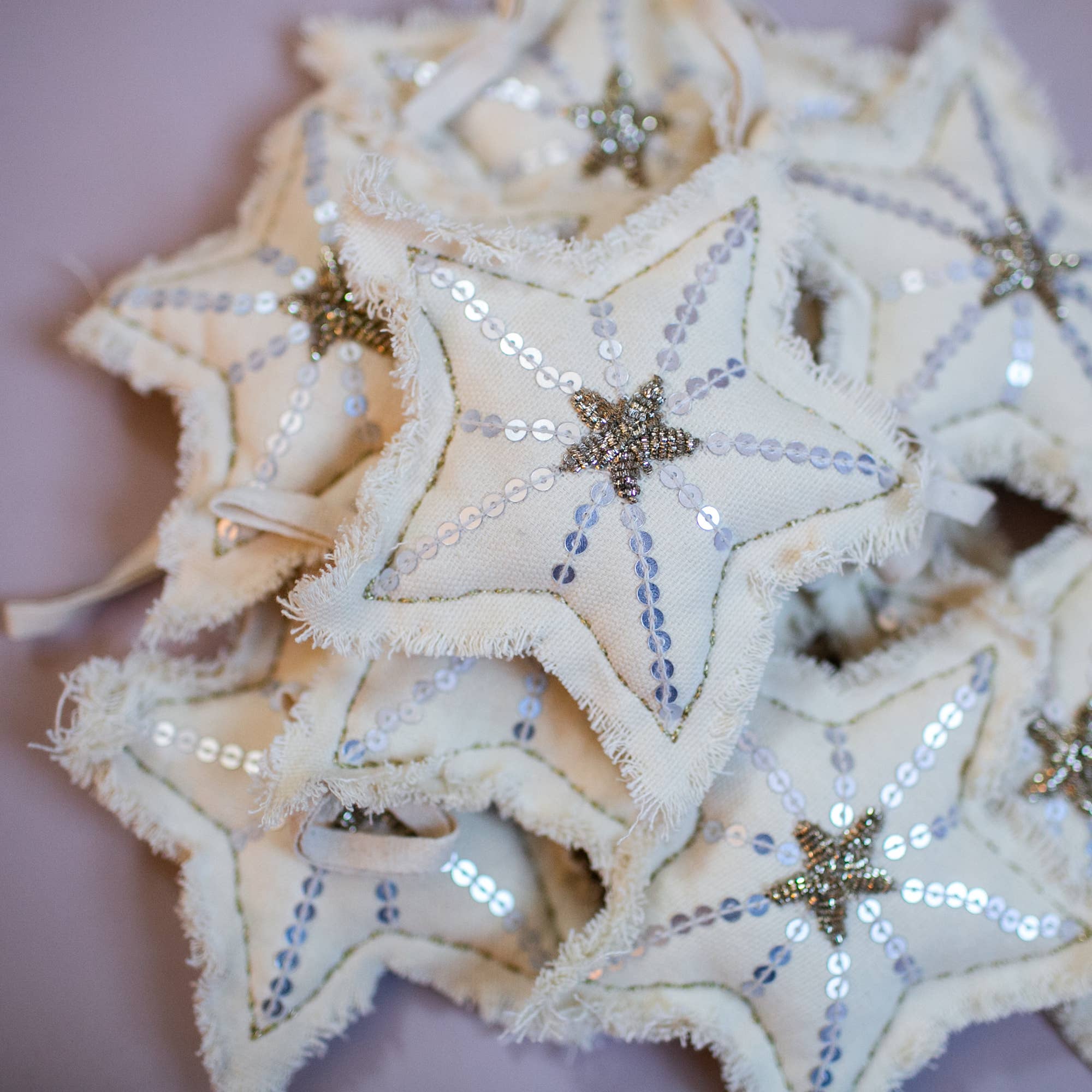 Sequin Bullion Star - Cotton & Lavender filled Ornament