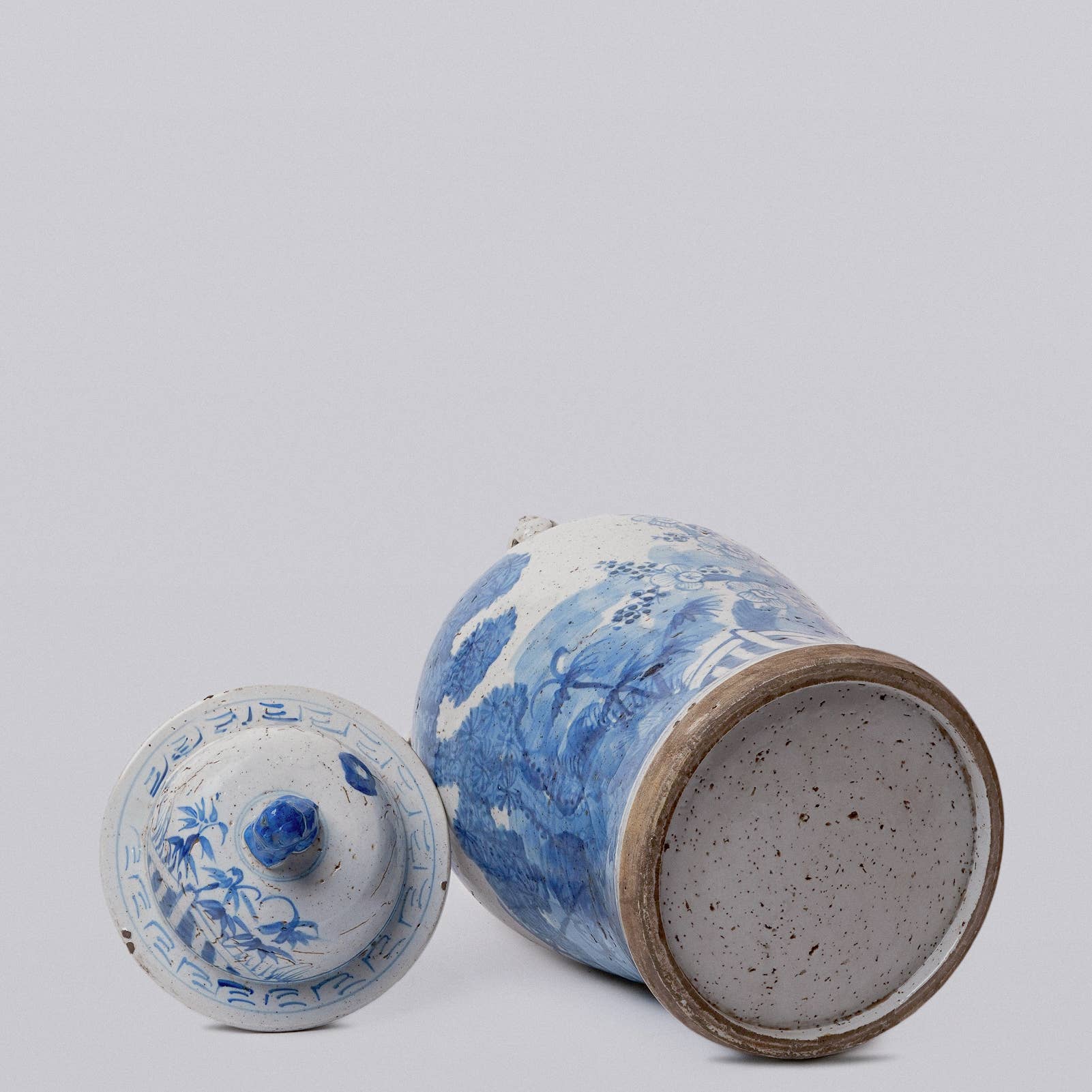 Blue and White Three Friends Porcelain Temple Jar