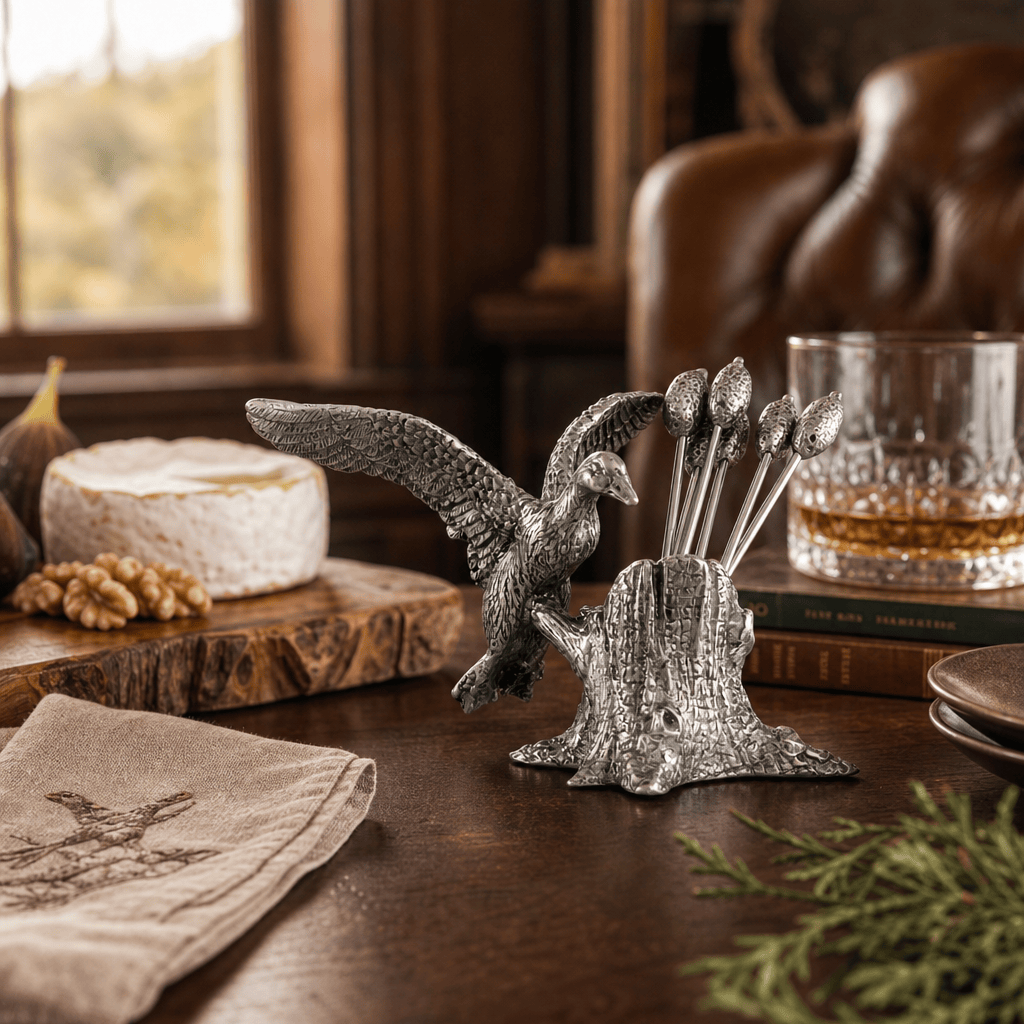 Pewter Mallard Duck Cheese Pick Set