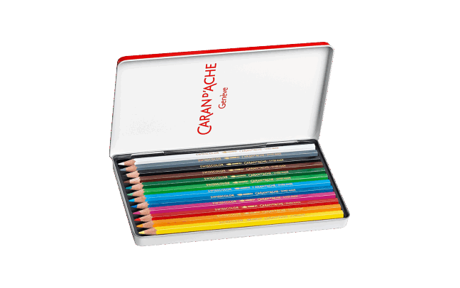 Set of 12 Water-soluble Pencils SWISSCOLOR in Metal Box
