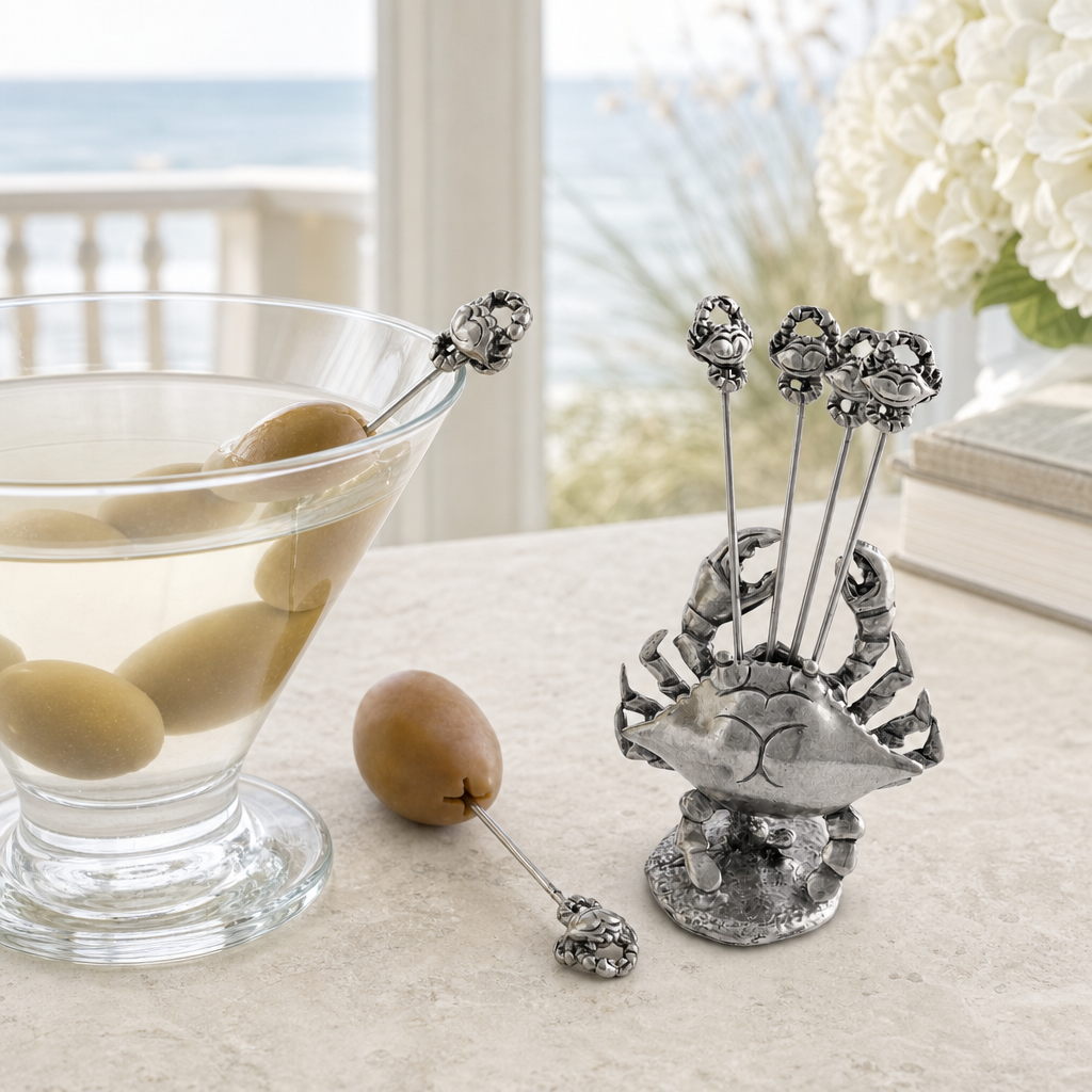 Pewter Blue Crab Cheese Pick Set