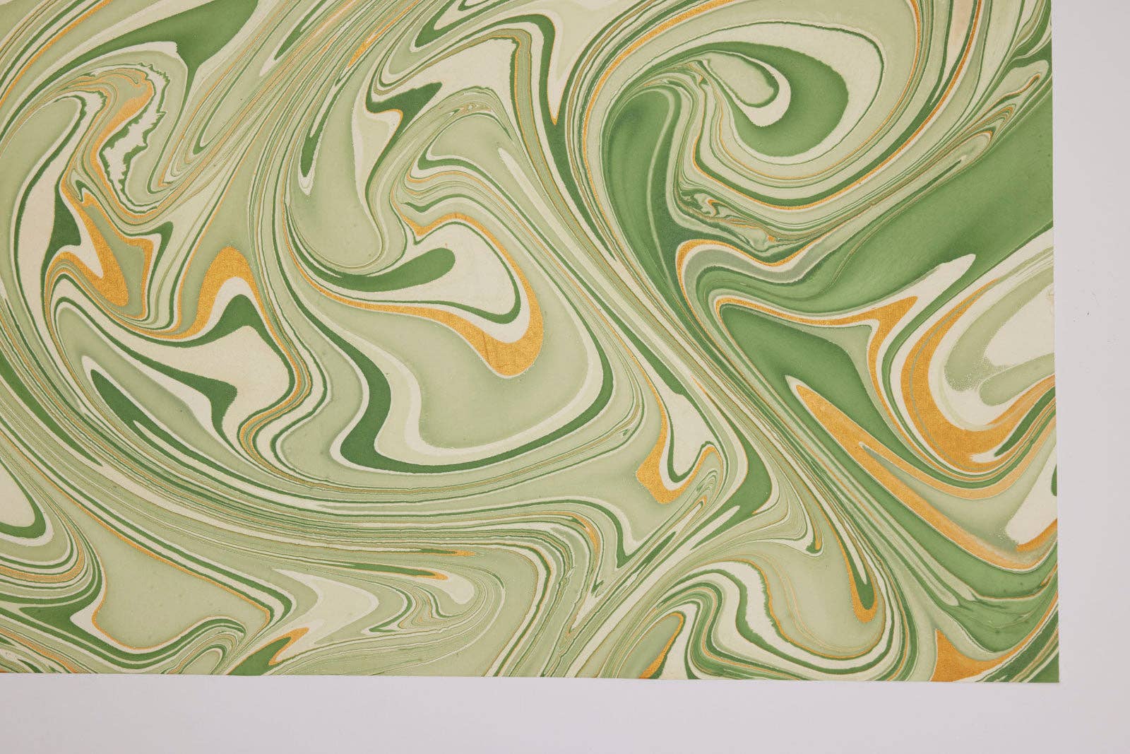 Hand Marbled Wrapping Paper Sheets - Waves Matcha
