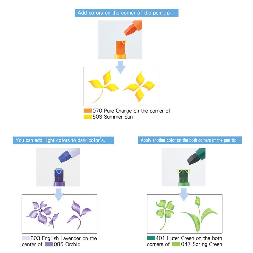 Kuretake ZIG CALLIGRAPHY Pens, 7 Colors and Blender set, 2mm & 5mm Dual Tip Markers