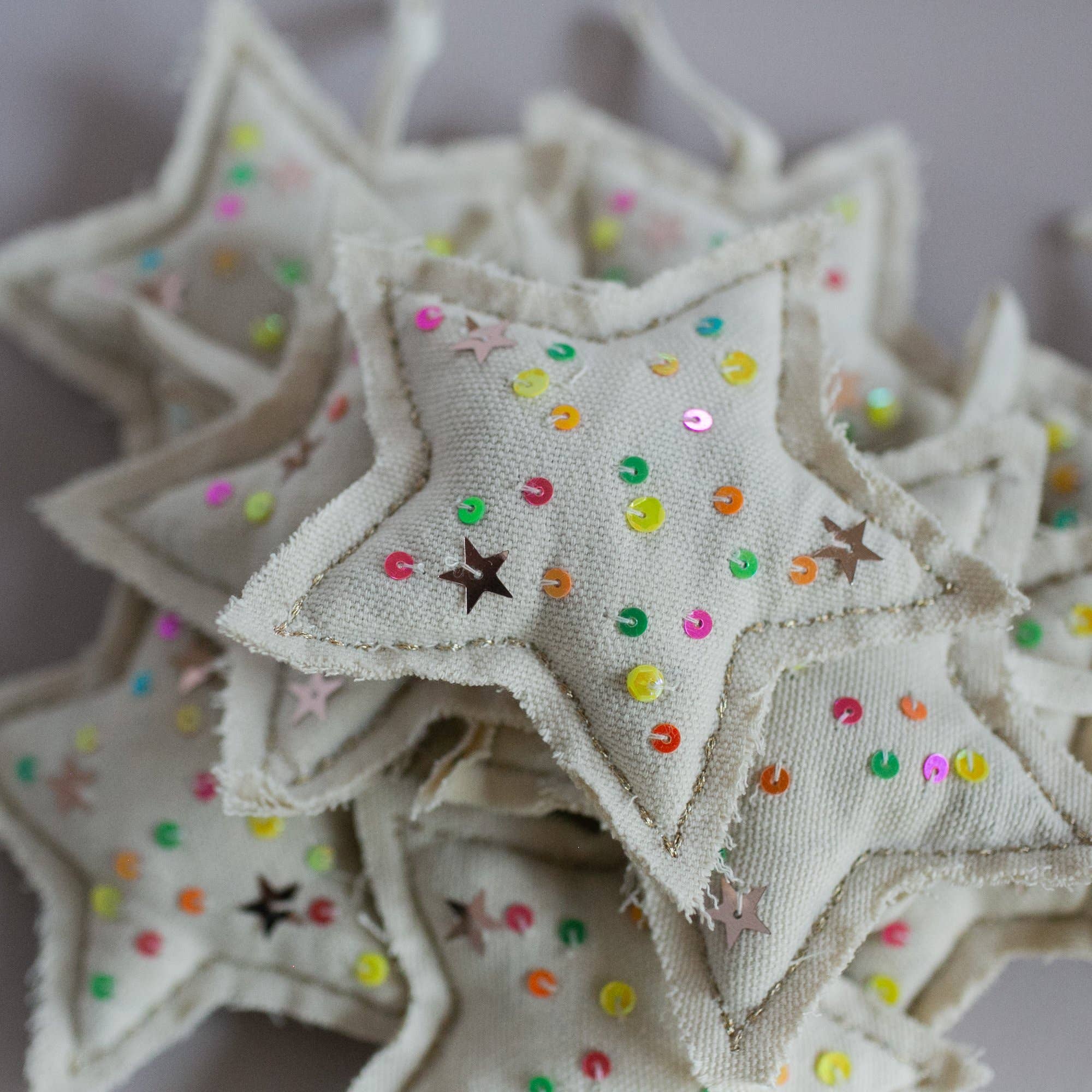 Neon Confetti Star, Cotton-filled Ornament