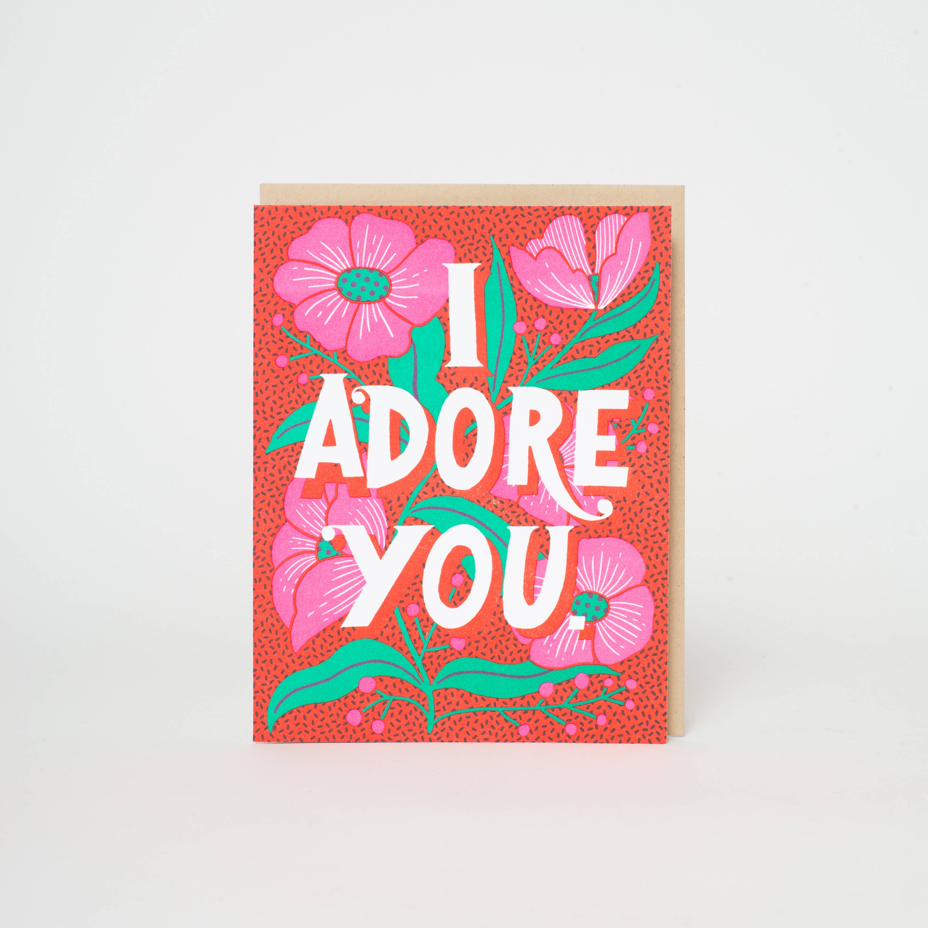 Adore You Flowers Love Letterpress Greeting Card by Hello!Lucky: Plastic sleeve
