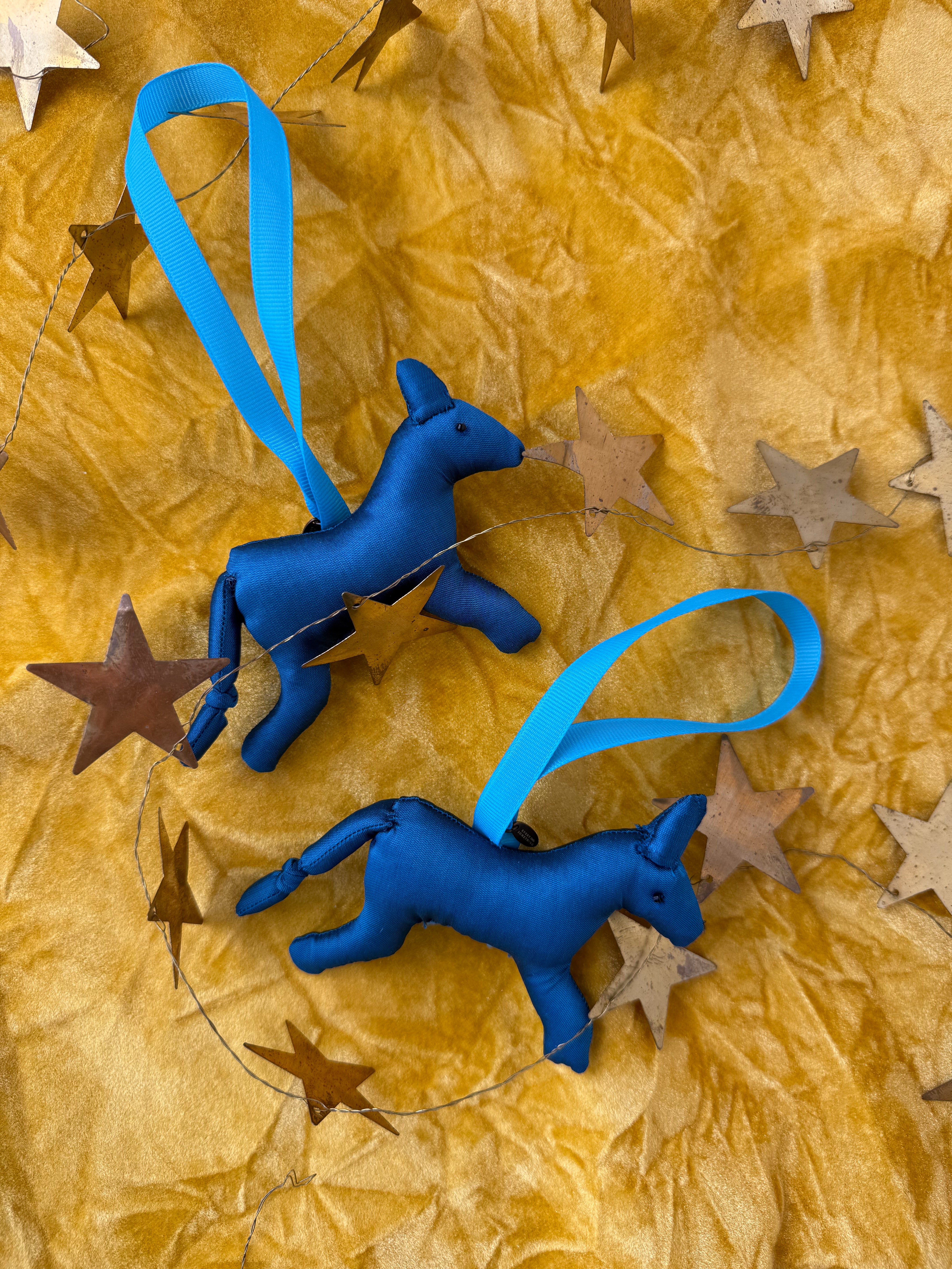 The ELS Silk Horse Keepsake Ornament - Blue