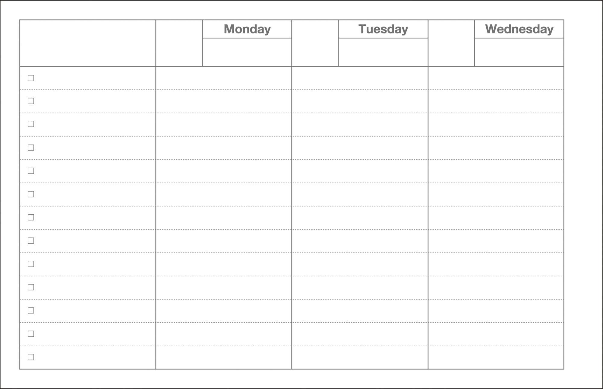 Dayfree Weekly Schedule: Black