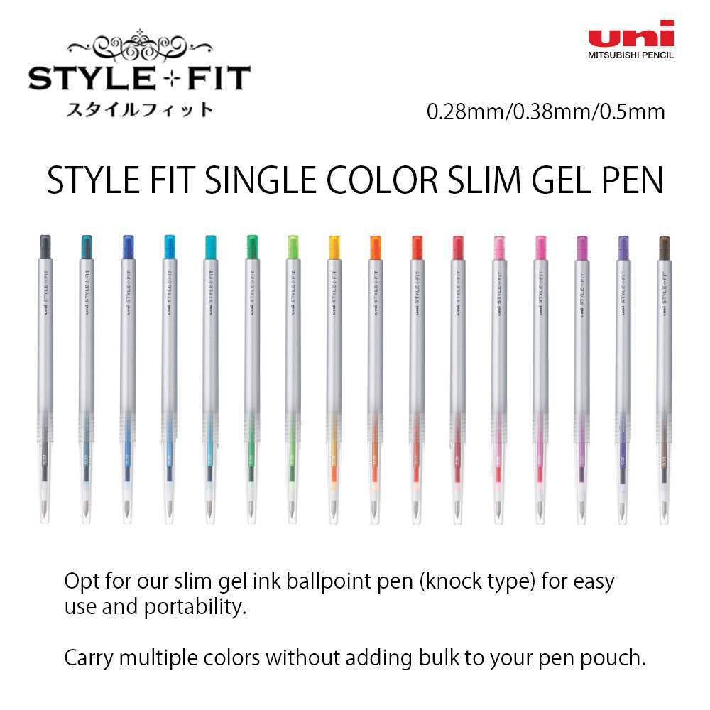 Blue Black UNI MITSUBISHI STYLE FIT SINGLE COLOR SLIM GEL PEN / 0.38mm