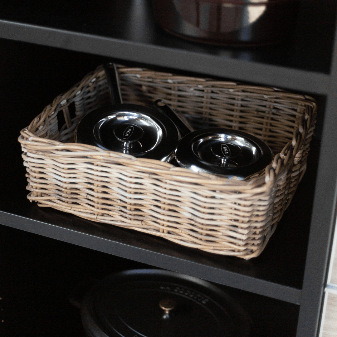 Rattan Rectangle Basket Tray: Large - 6" H