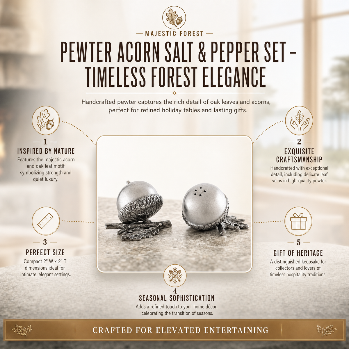 Pewter Acorn Salt & Pepper Set