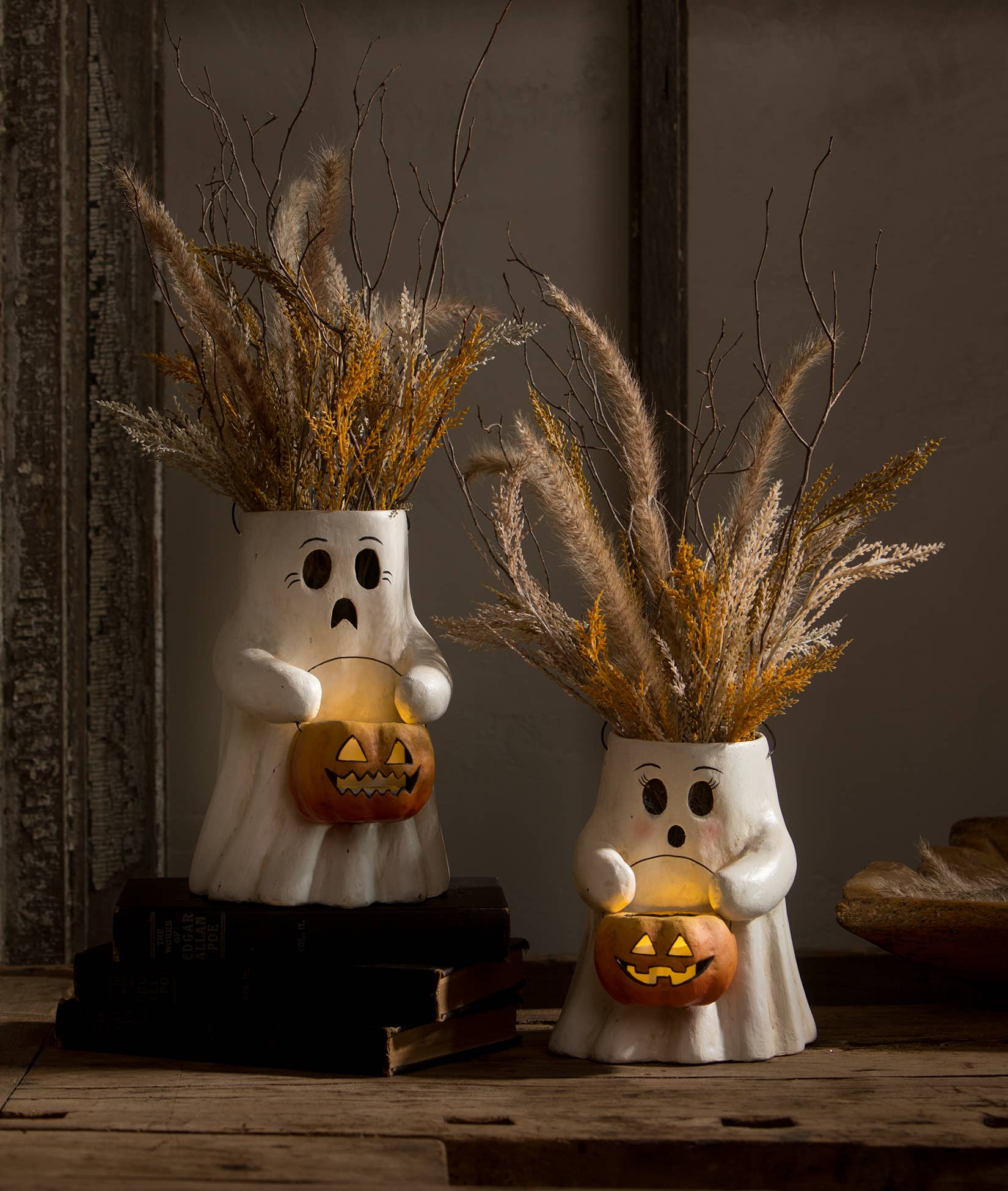 Sweet Boo With Pumpkin Bucket Paper Mache