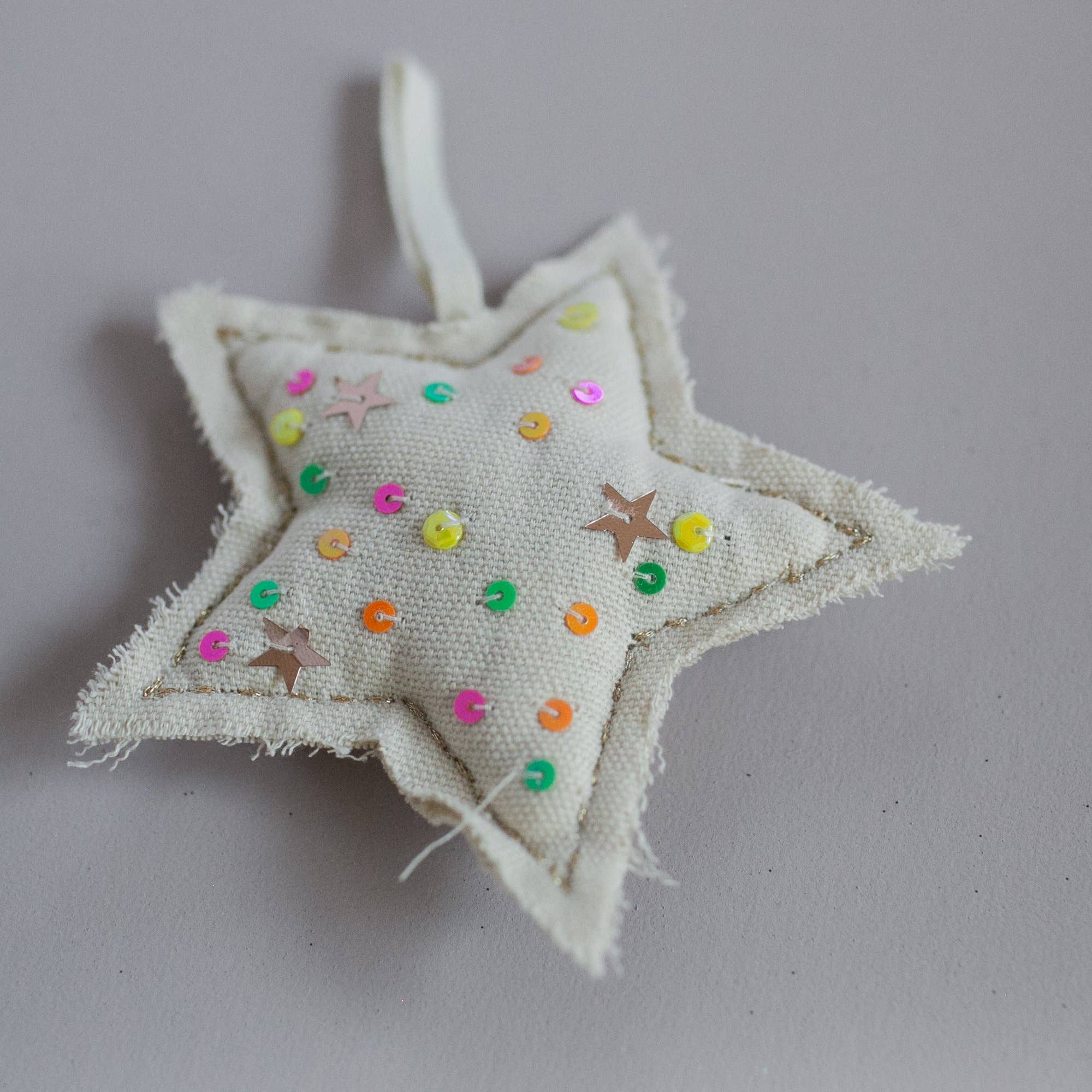 Neon Confetti Star, Cotton-filled Ornament