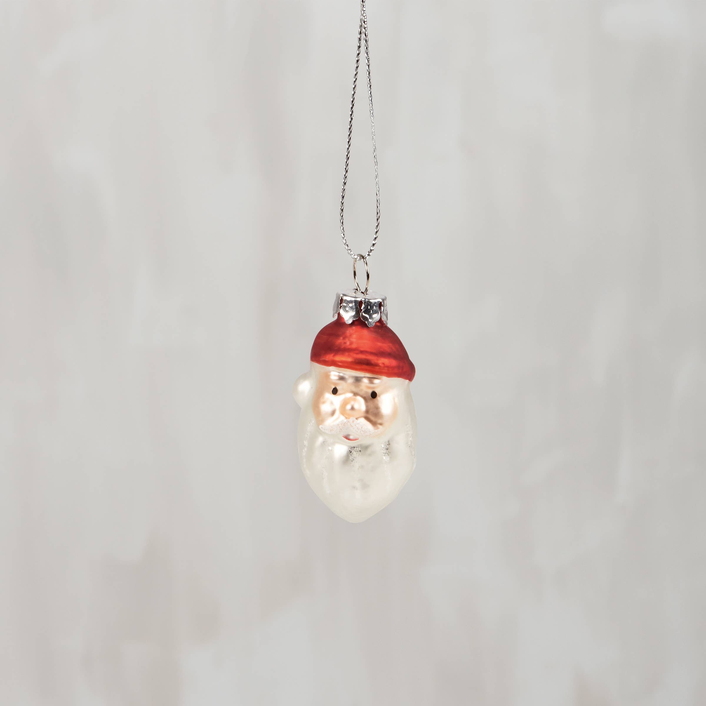 Glass Santa Ornament Set