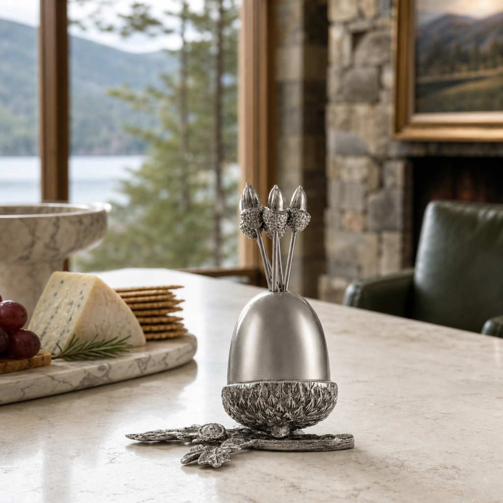 Pewter Acorn Cheese Pick Set