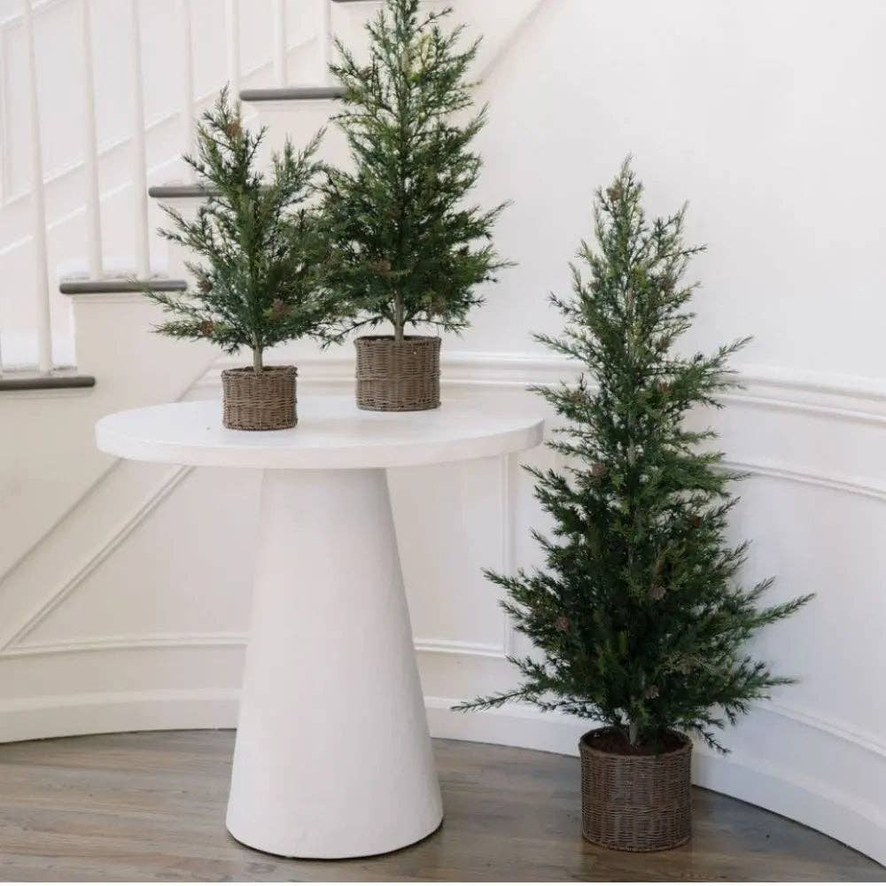 Holiday Faux Pine Tree, Basket, 4 ft