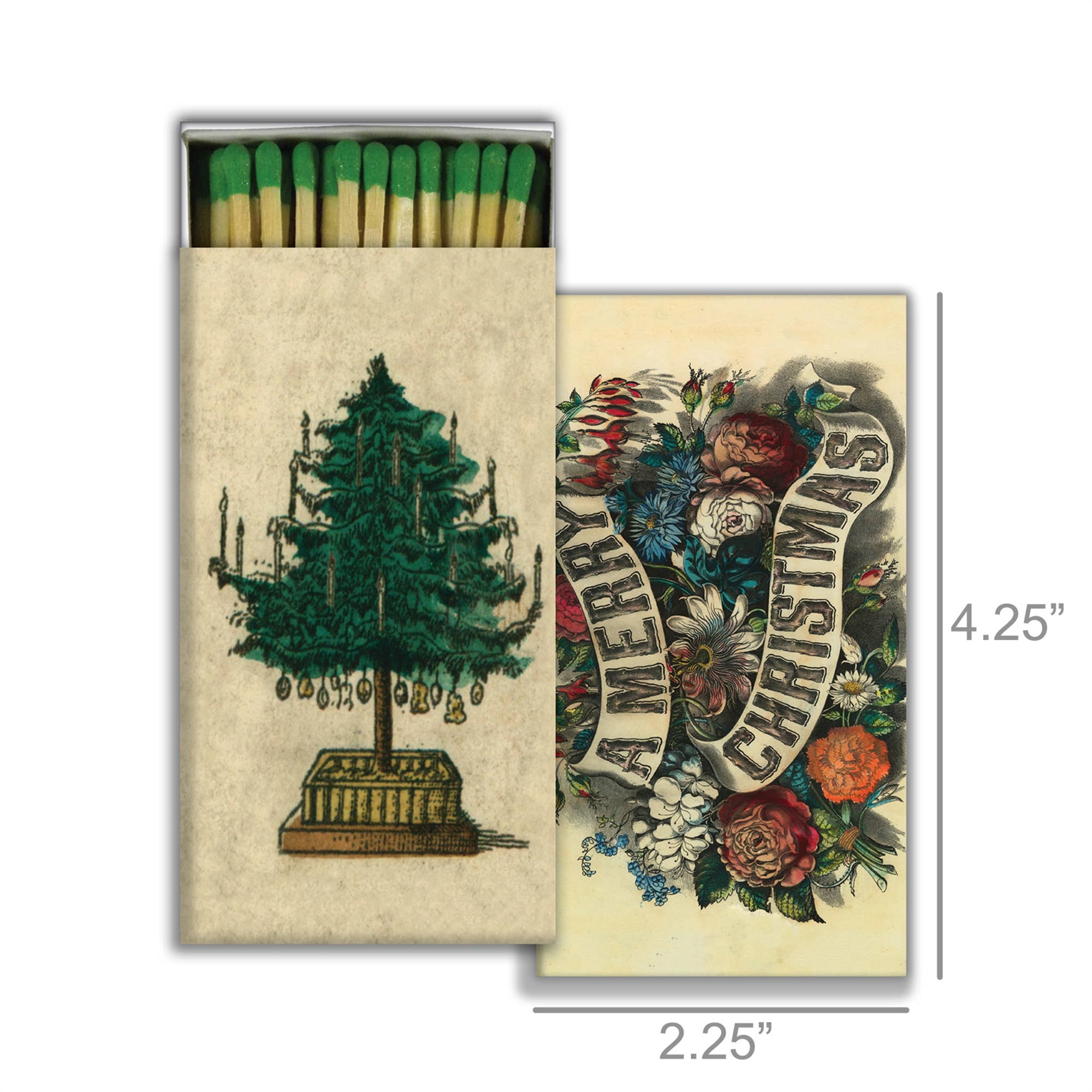 Matches - Holiday Tree & A Merry Christmas - Green