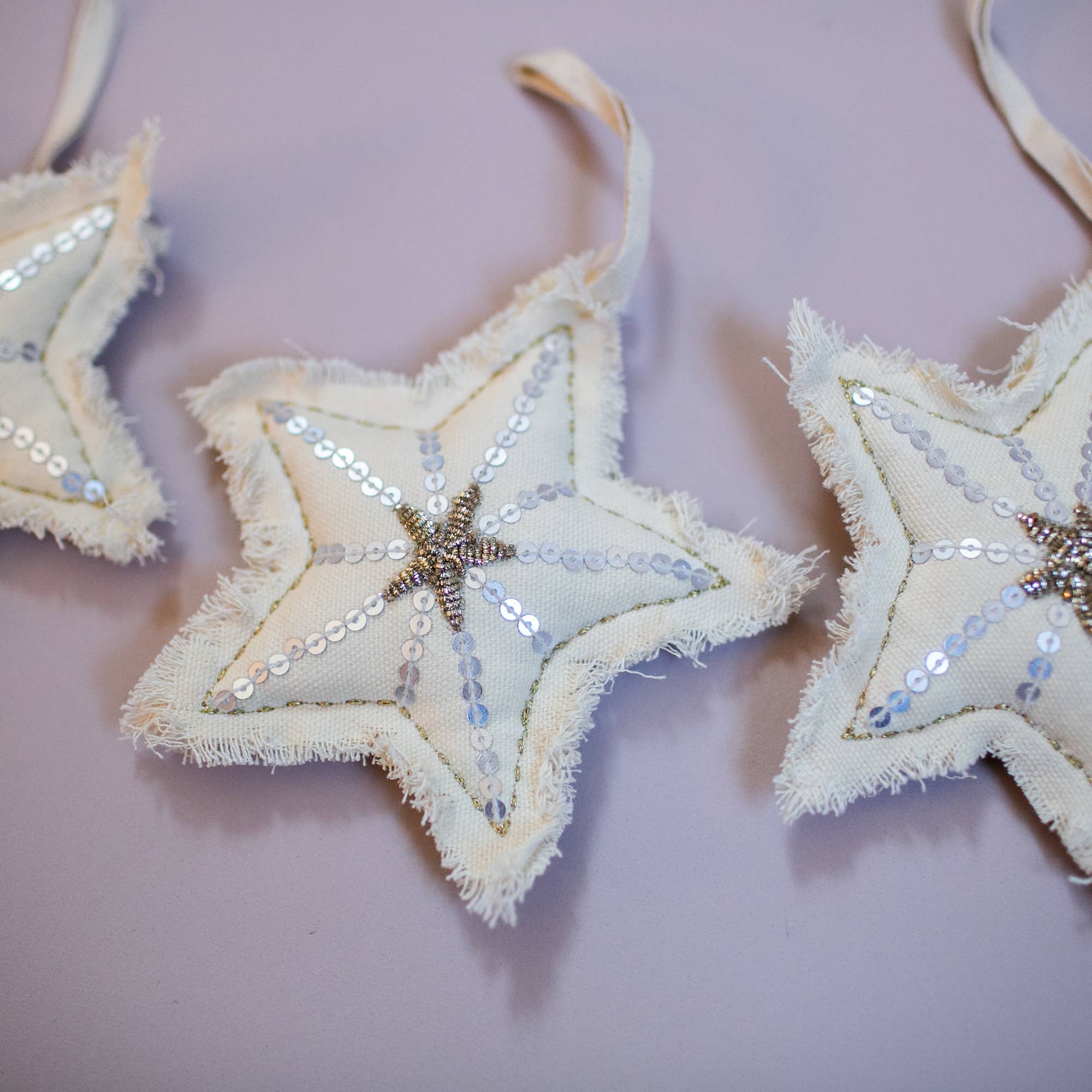 Sequin Bullion Star - Cotton & Lavender filled Ornament