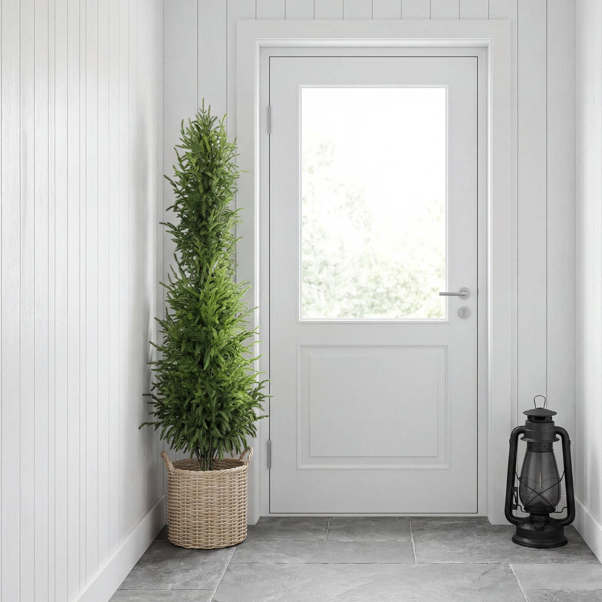 Artificial Pine Tree in Black Pot, 4- or 5-Foot, Single or Set of 2: 4' / 1pc/set