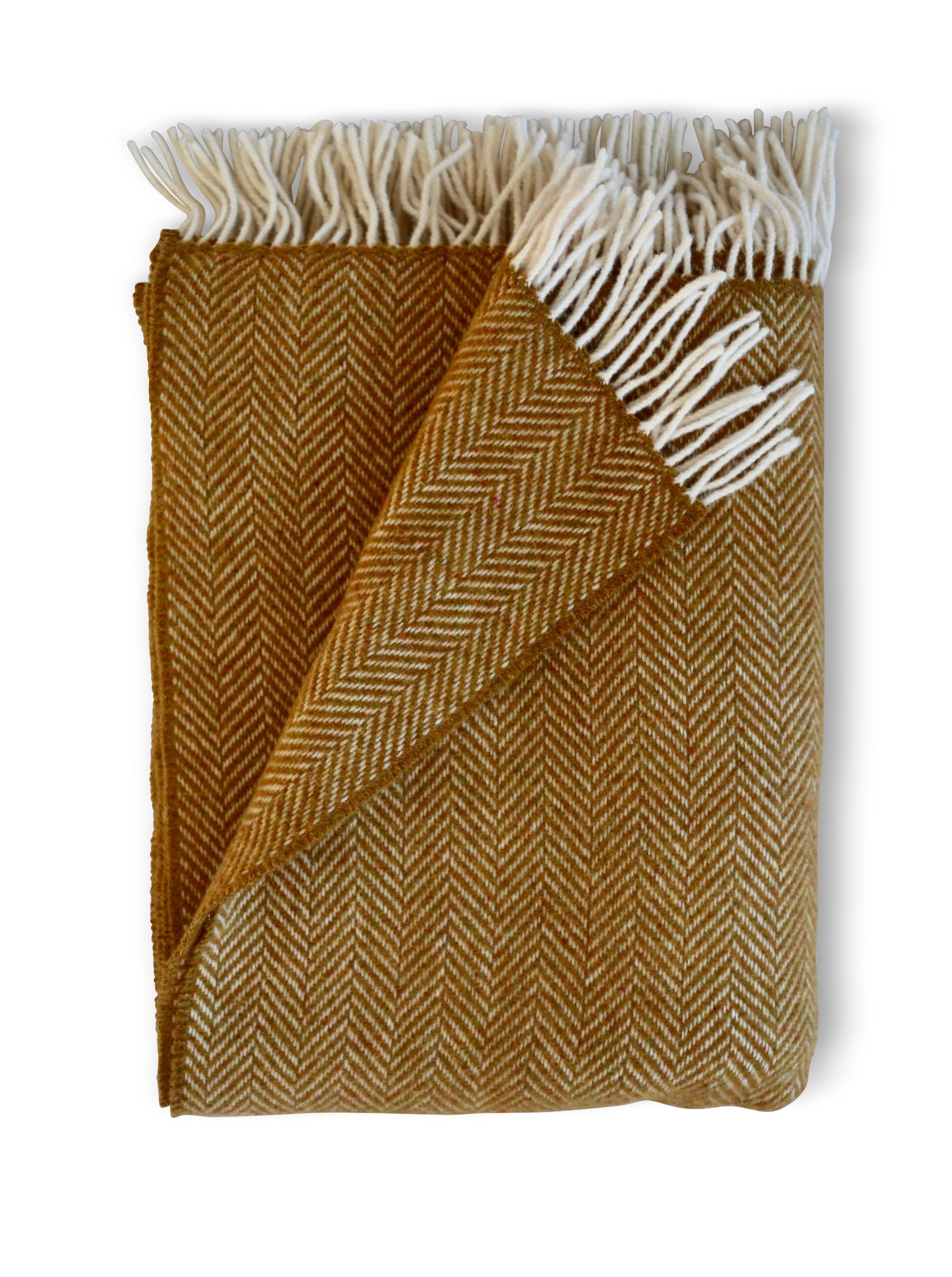 Herringbone w/ Cashmere Throws: NEW! Raw Honey