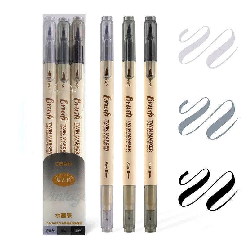 Brush Twin Marker Pen Set|Double-Side Pen set|Calligraphy Pen| Hand Lettering: Blue set