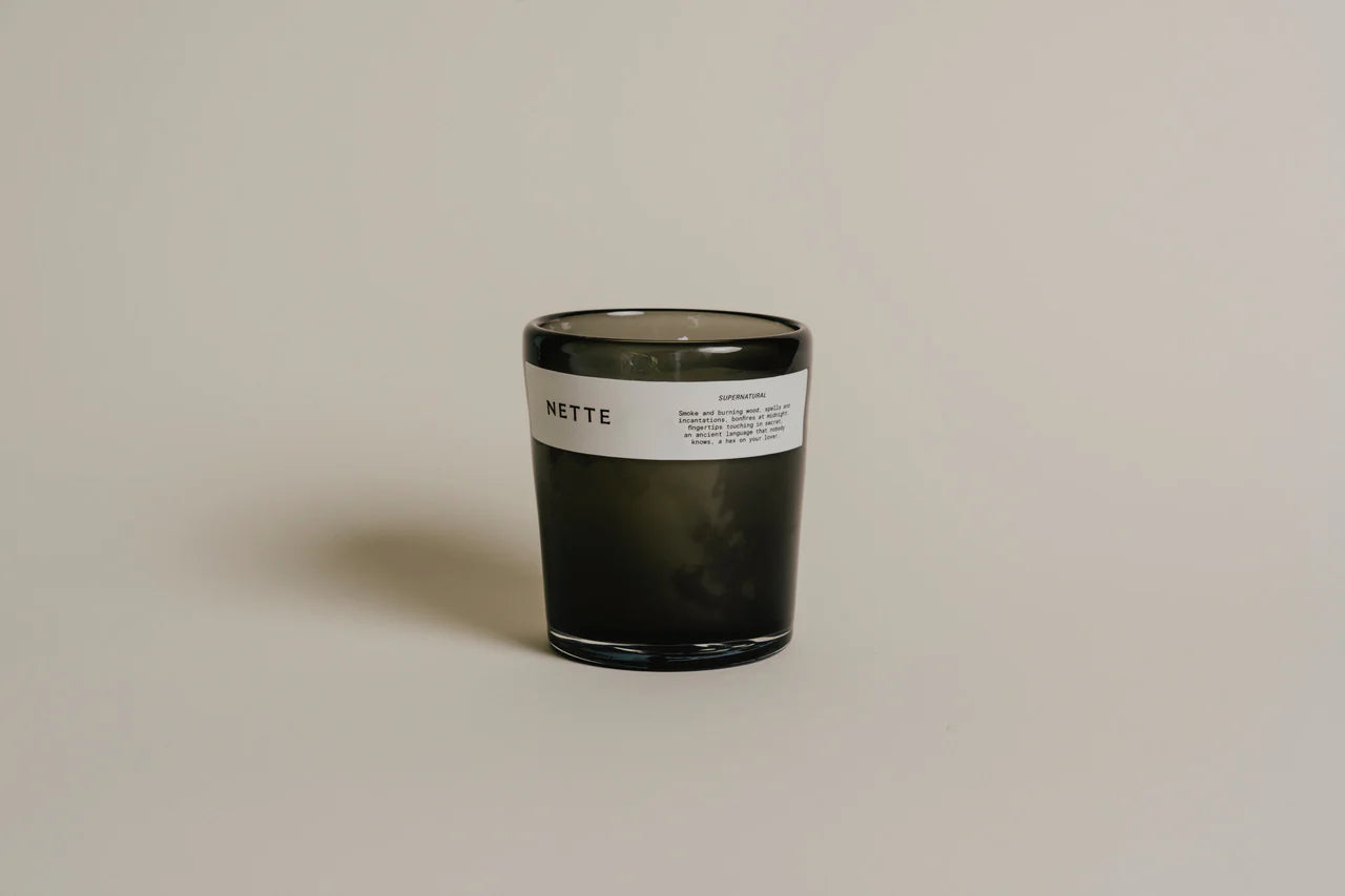 Nette 10 oz Smokey Glass Candle - Super Natural