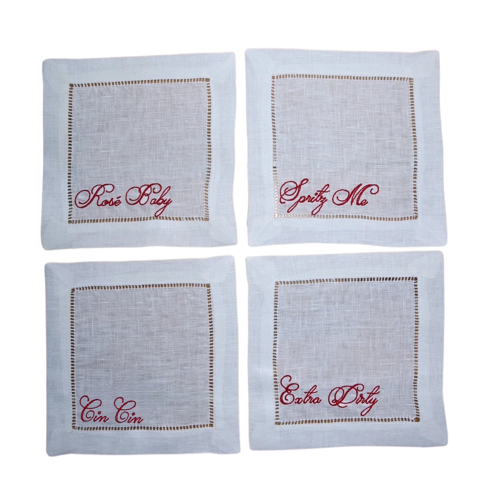 Monogrammed by Meagan Sips and Sayings Cocktail Napkins - Set of 4
