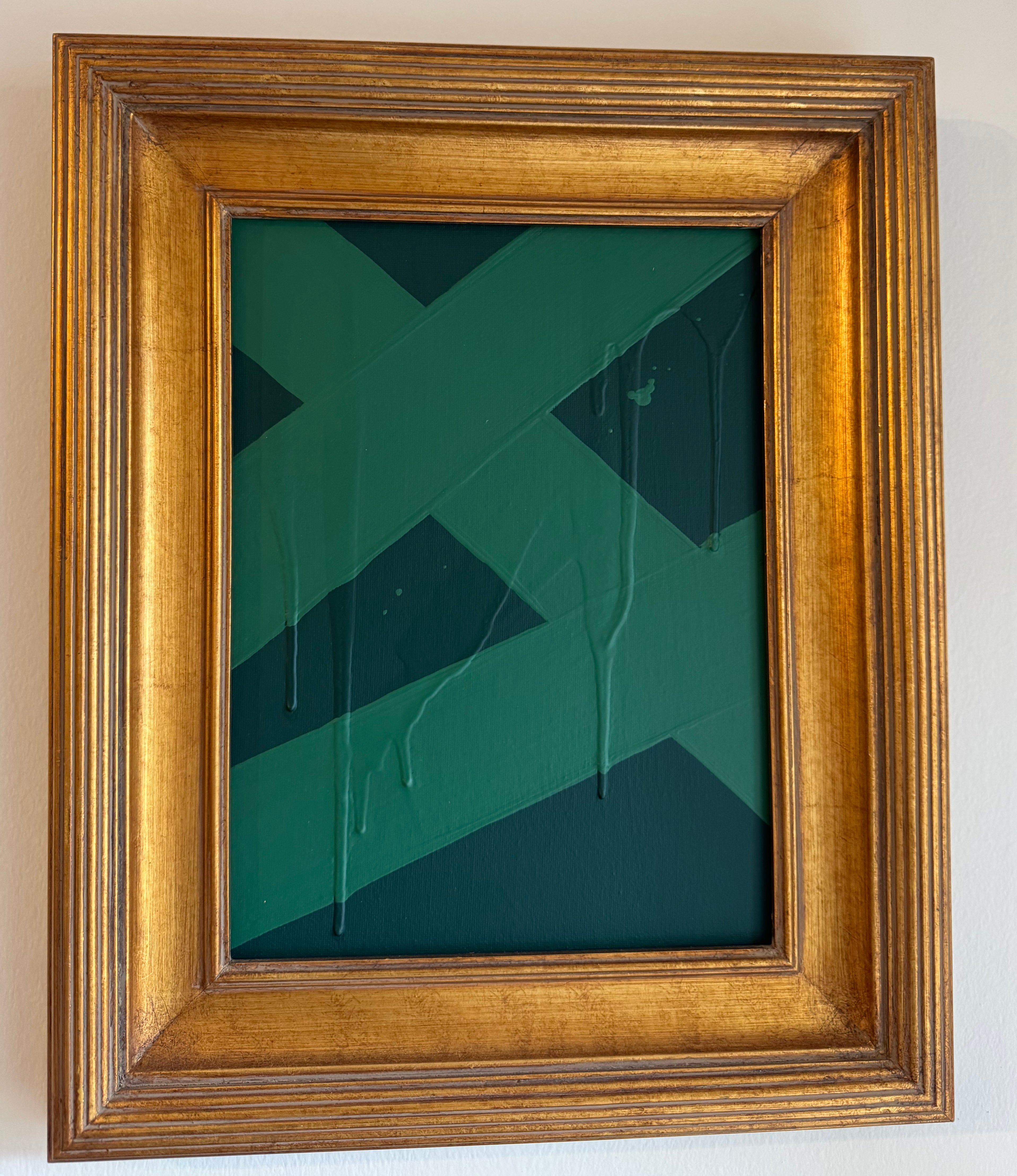 RON GIUSTI green on green large ACRYLIC PAINTING - 8x11