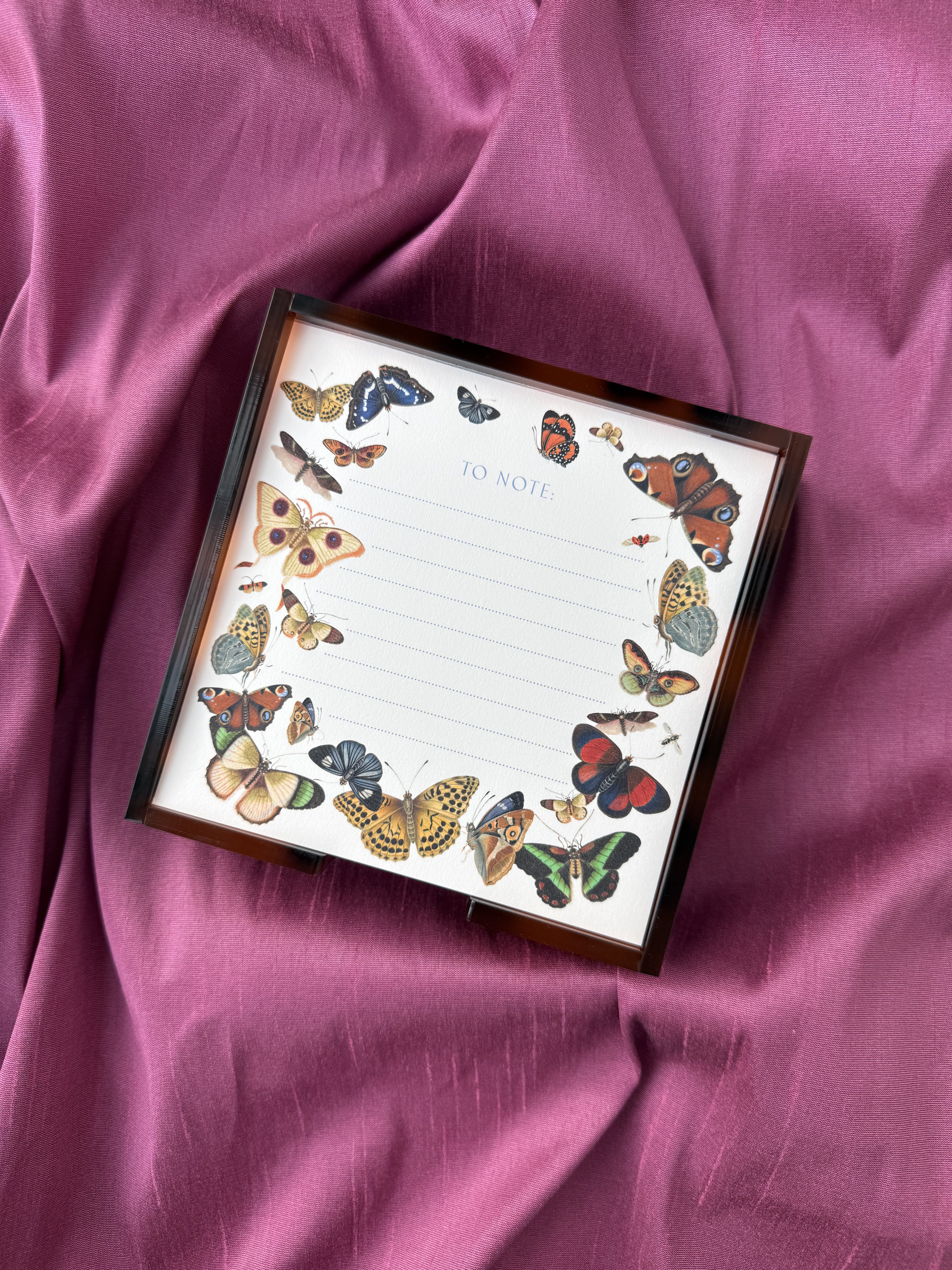 Tortoiseshell Acrylic Tray and Notepad - Butterfly