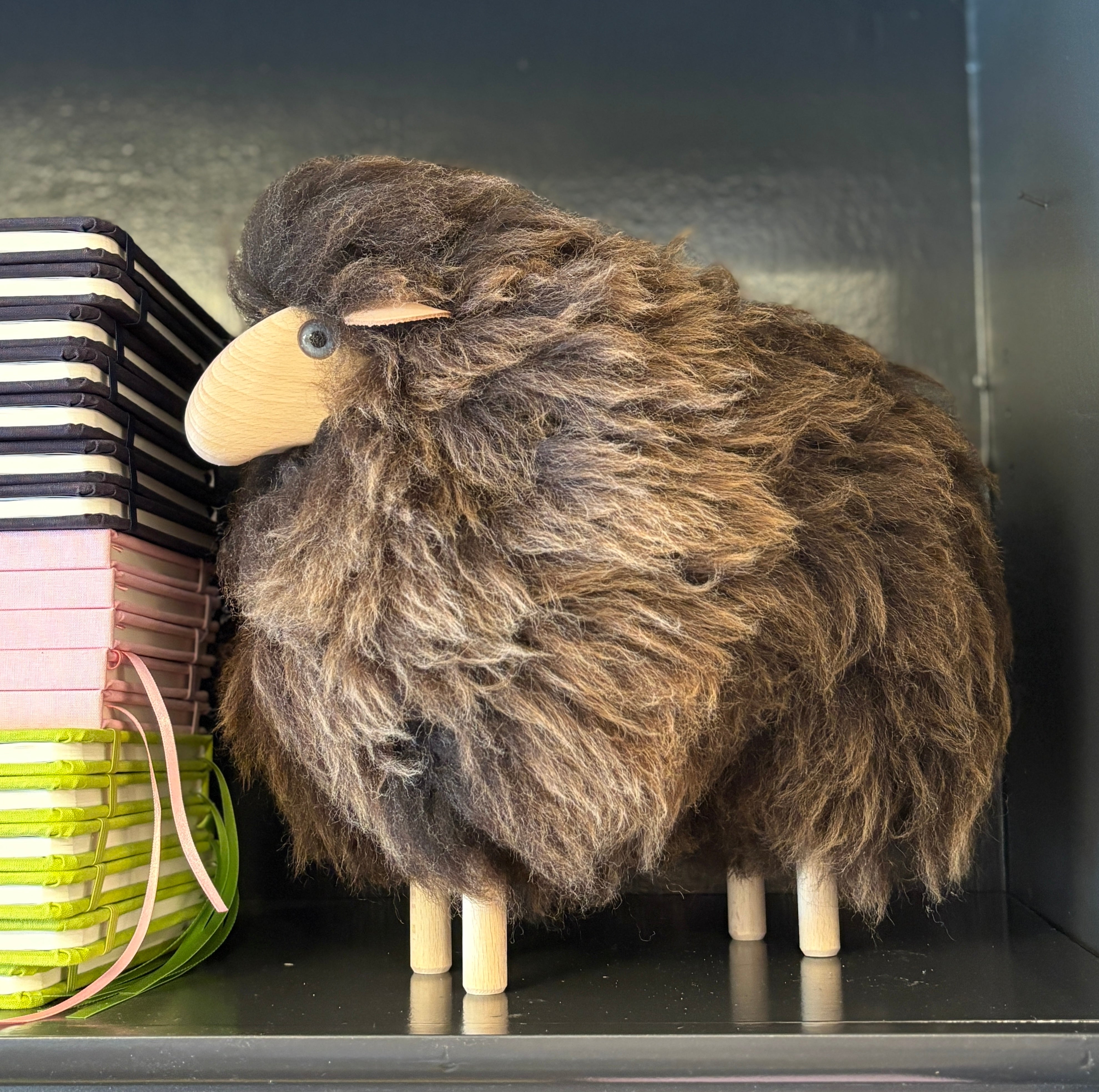 Little Lamb, Brown Wool Plush, Beech Wood | Meier, Germany