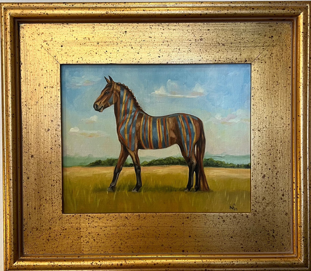 Colorful Stripes Fine Art Horse Painting