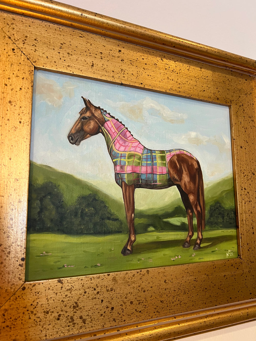 Colorful Plaid Fine Art Horse Painting