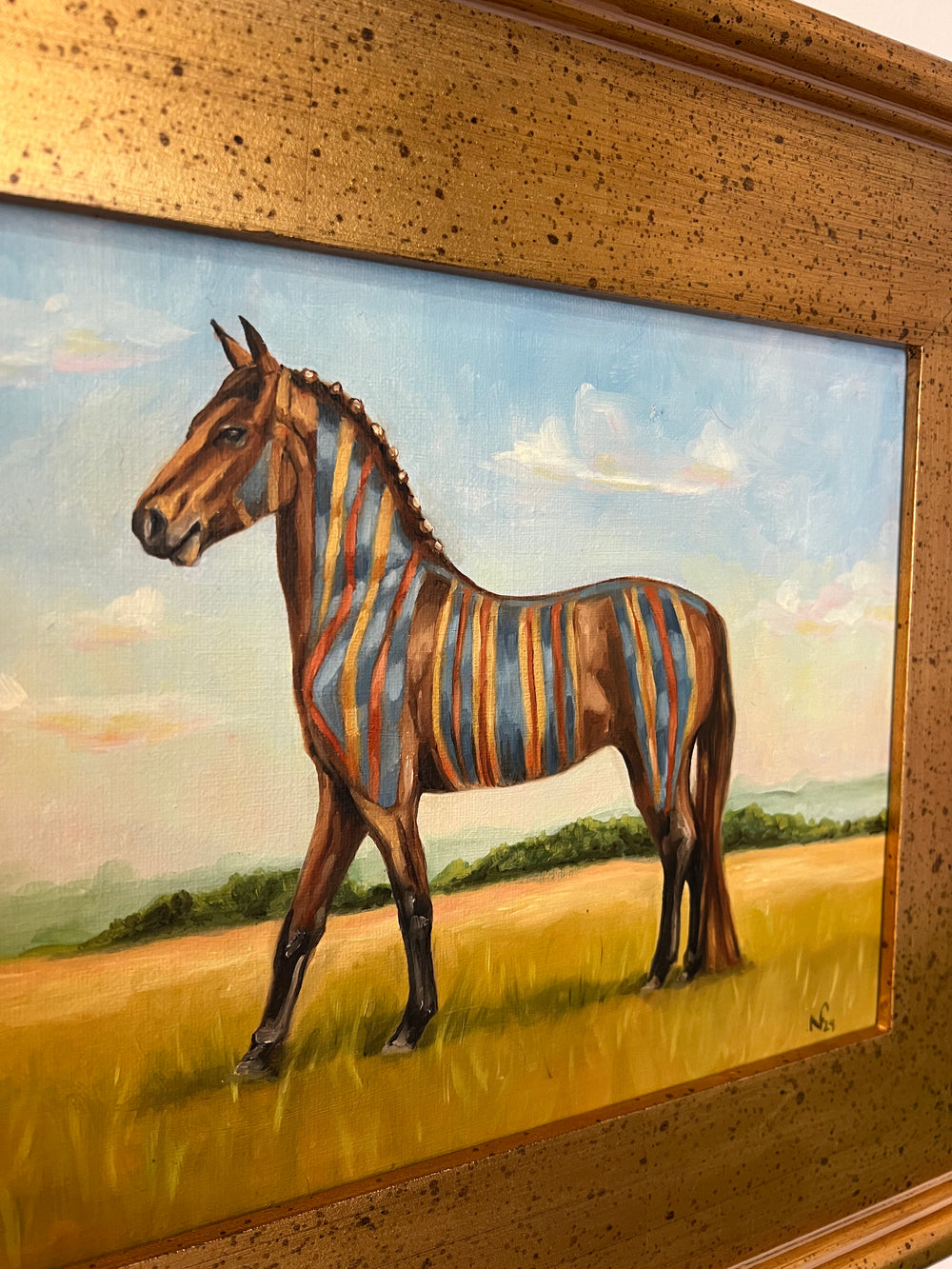 Colorful Stripes Fine Art Horse Painting