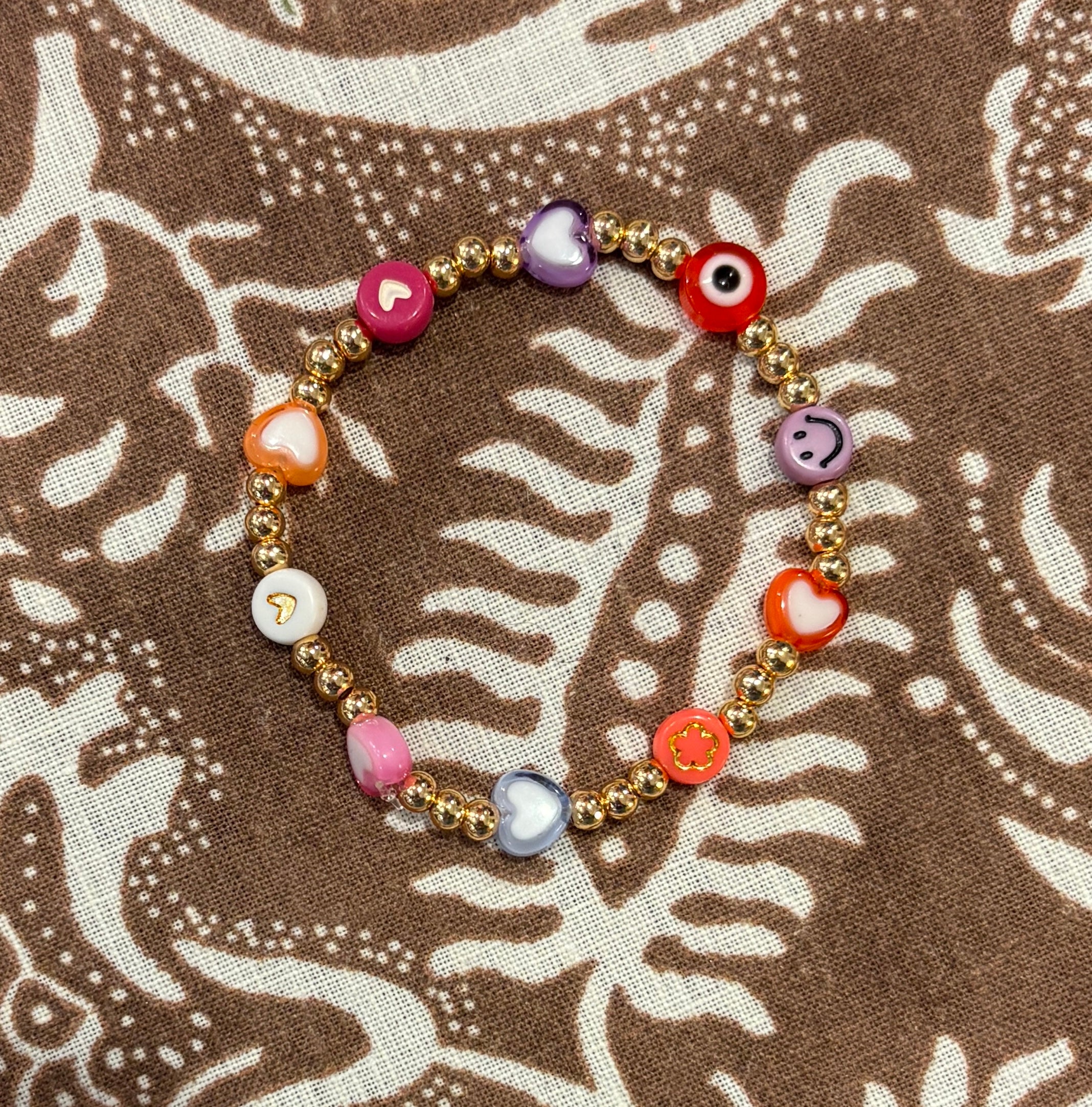 Sweet and Kind - gold with colorful hearts